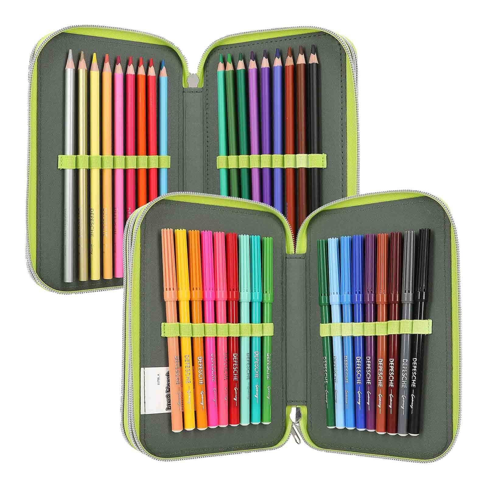 Depesche Buntstift »3-Fach Federtasche Reflector Dino World 20 x 13 cm grün«