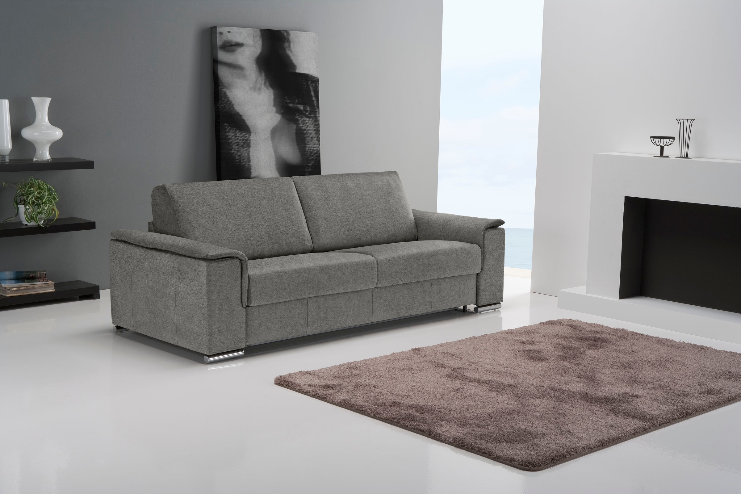 Egoitaliano 2,5-Sitzer »Cecilia, modern und elegant mit erstklassigem Sitzkomfort«, mit verchromten Metallfüßen