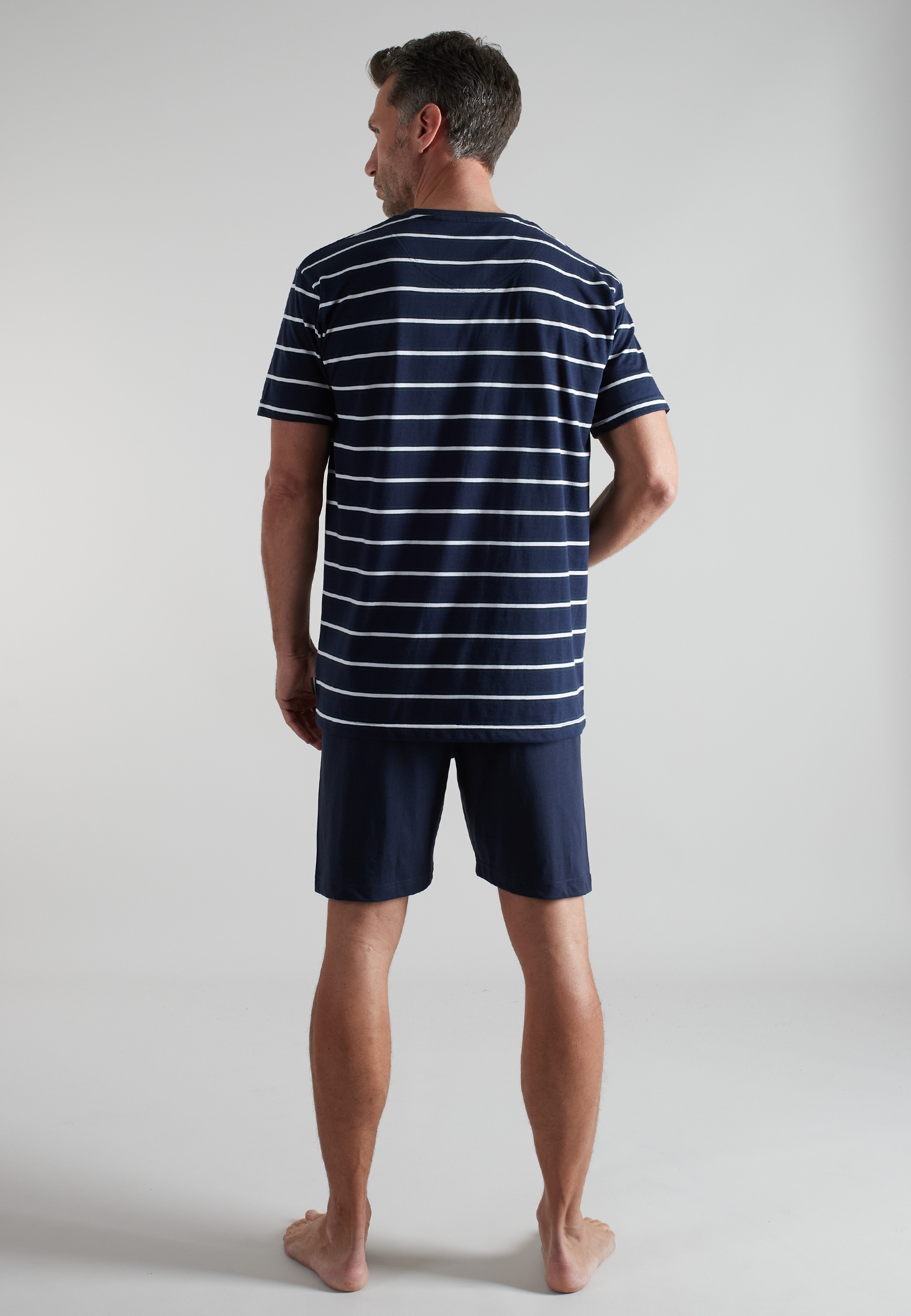 bugatti Shorty Kurzarm, Rundhalsausschnitt, kurze Hose, gestreift, Baumwollmix