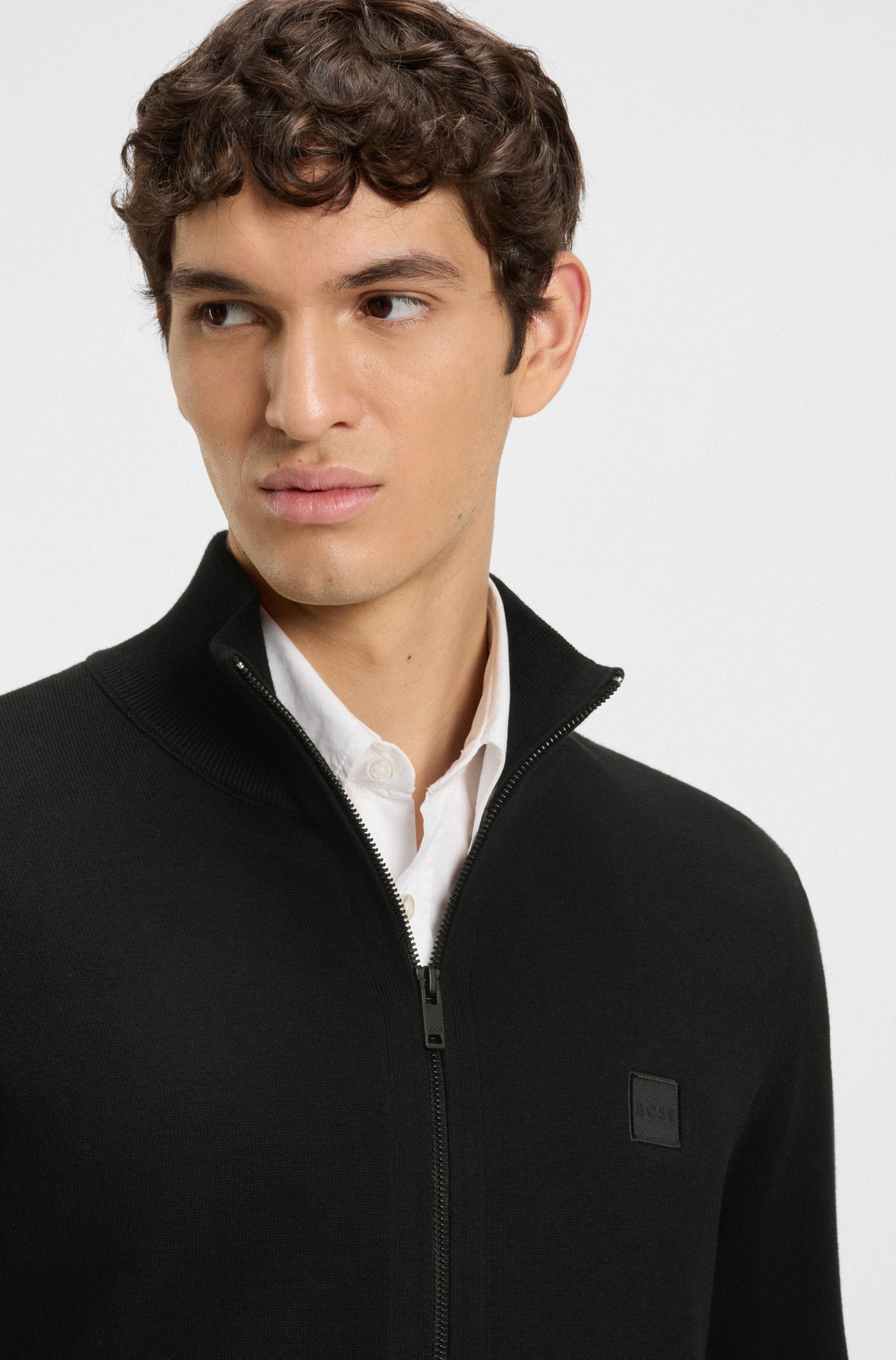 BOSS ORANGE Strickjacke »Kanozip« mit Reißverschluss