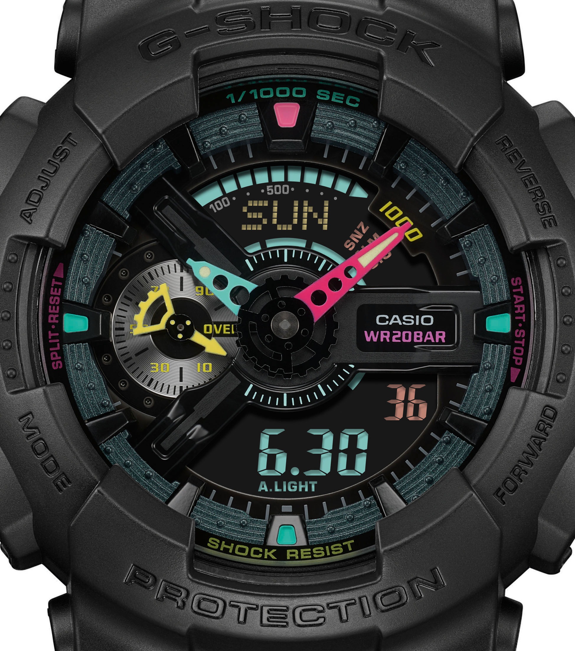 CASIO G-SHOCK Chronograph, Quarzuhr, Armbanduhr,Herrenuhr,digital,bis 20 bar wasserd.Resinarmband