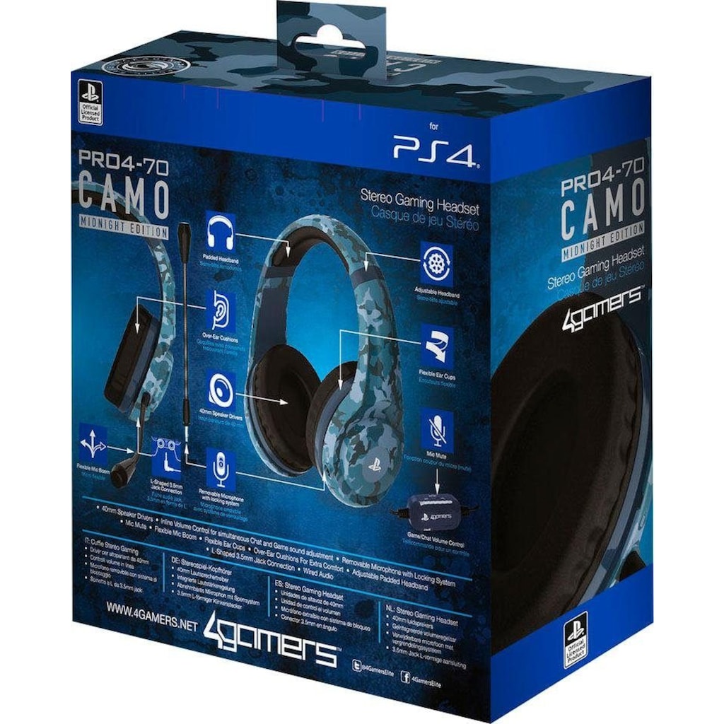 4Gamers Gaming-Headset »PRO4-70 Camo Midnight Edition«, Mikrofon abnehmbar