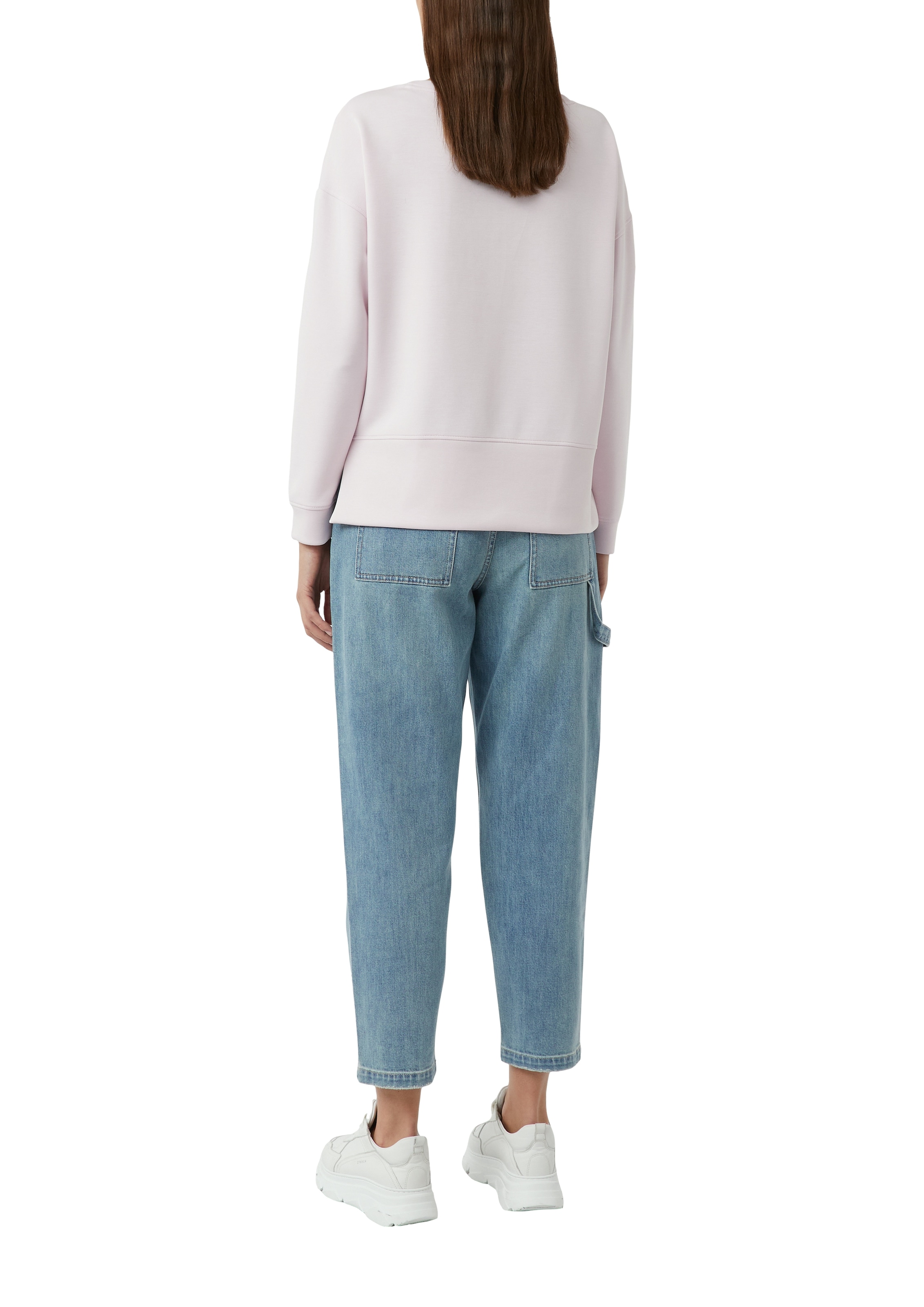 comma casual identity Sweatshirt, unifarben, casual, relaxed fit, Materialmix, Rundhals