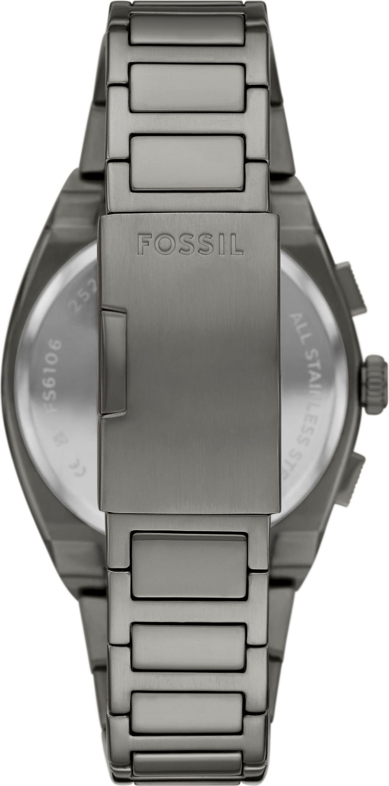 Fossil Chronograph »EVERETT«, Quarzuhr, Armbanduhr, Herrenuhr, Edelstahlarmband, analog