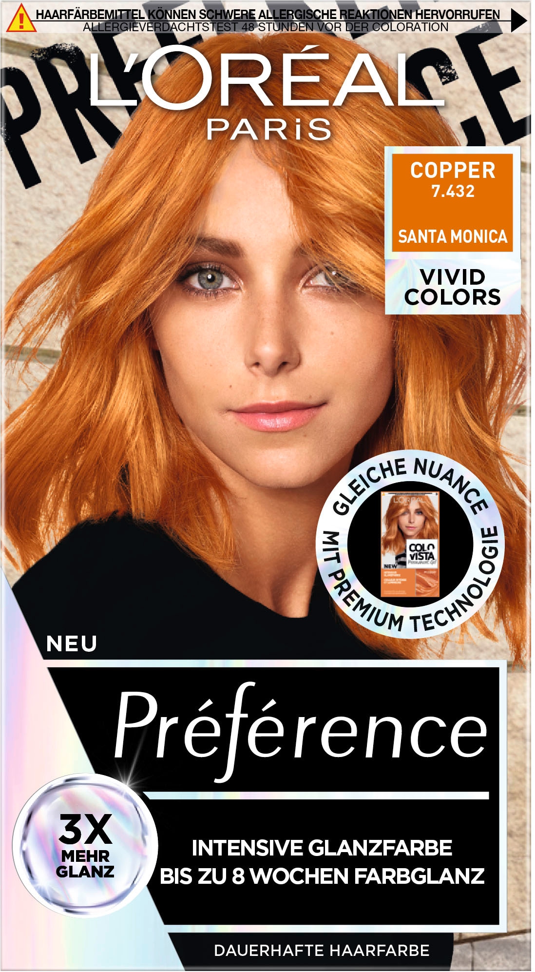 L'ORÉAL PARIS Coloration »Préférence Vivid Colors«, (Packung, 3 tlg.), mit pflegender Formel
