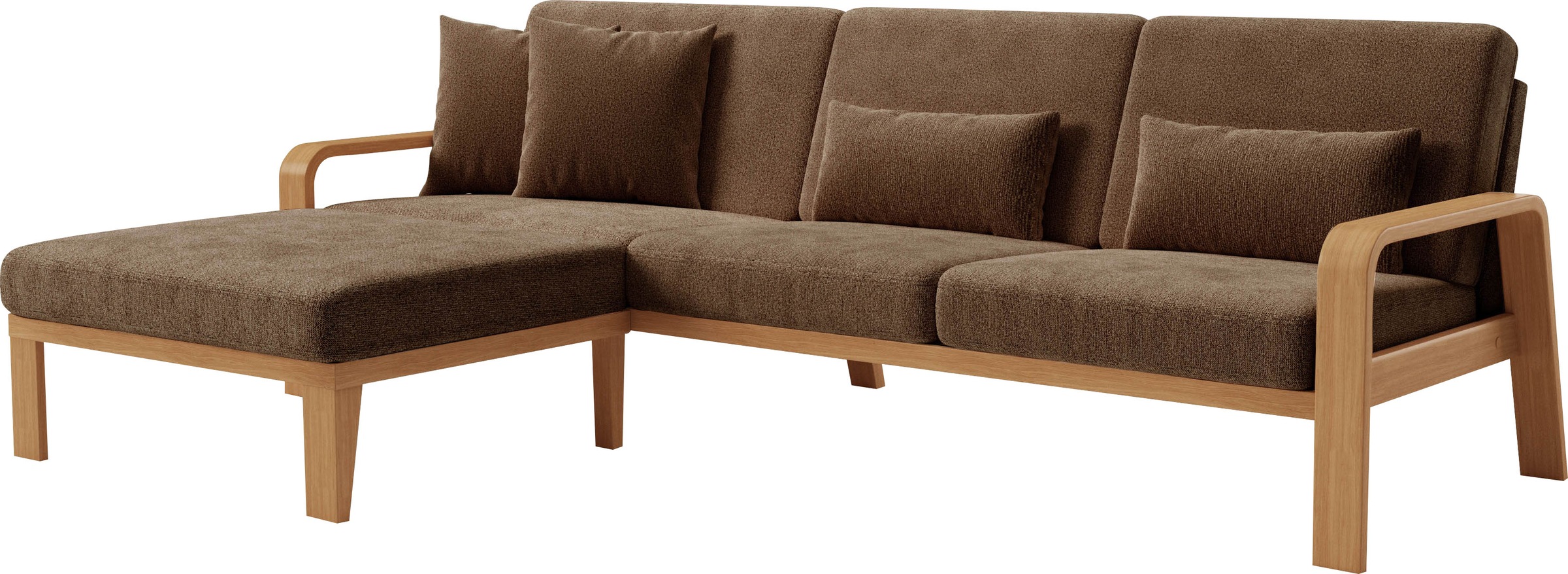 sit&more Ecksofa »Kolding L-Form«, Armlehnen aus eichefarbigem Buchenholz, verschiedene Bezüge und Farben
