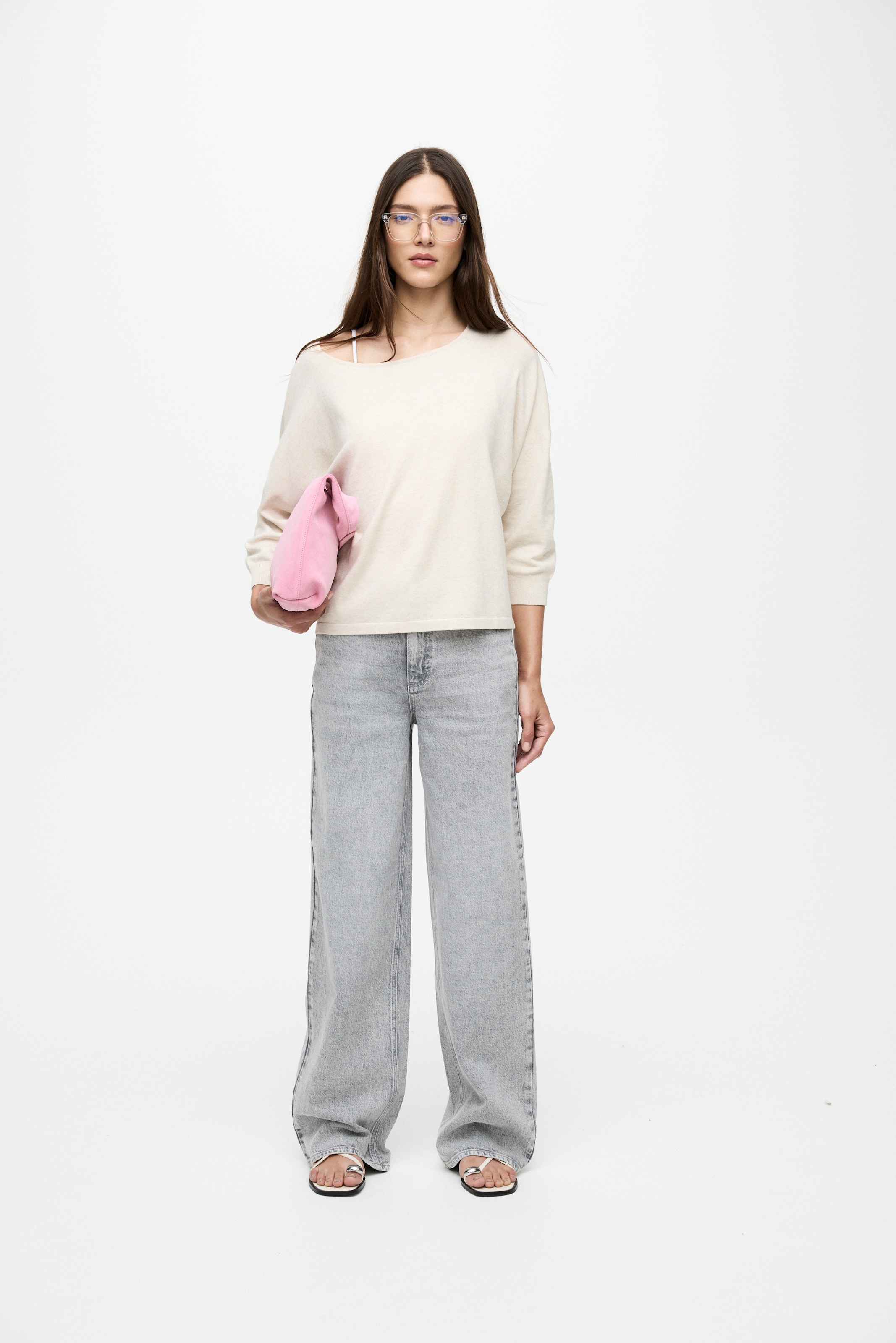 Vila 3/4 Arm-Pullover »VIMALU BOATNECK 3/4 SLEEVE KNIT TOP-NOOS« Materialmix, loose fit