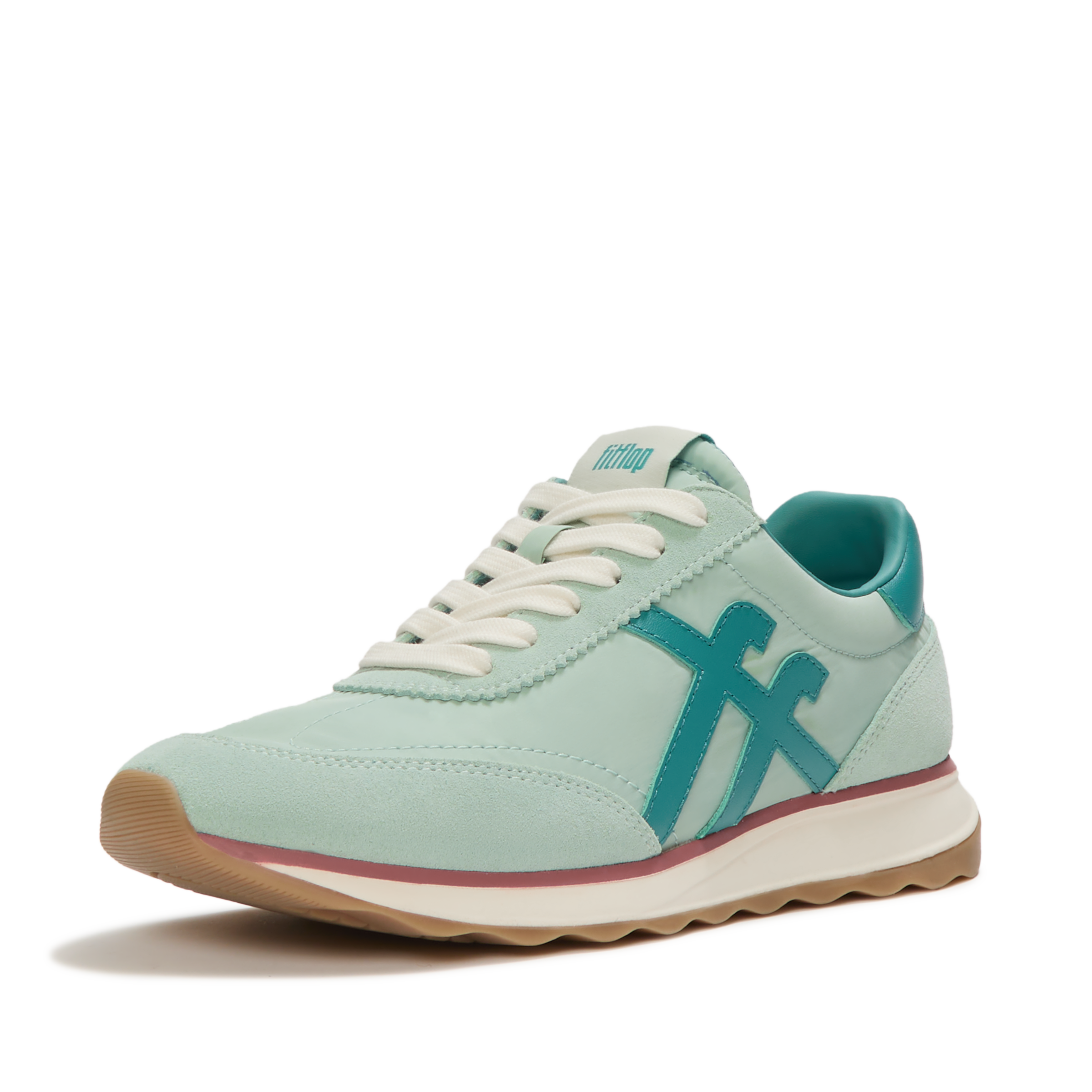 Fitflop Keilsneaker »RETRO-Q FF FABRIC/SUEDE SNEAKERS«  Schnürschuh, Freizeitschuh, Halbschuh mit Kontrastbesatz