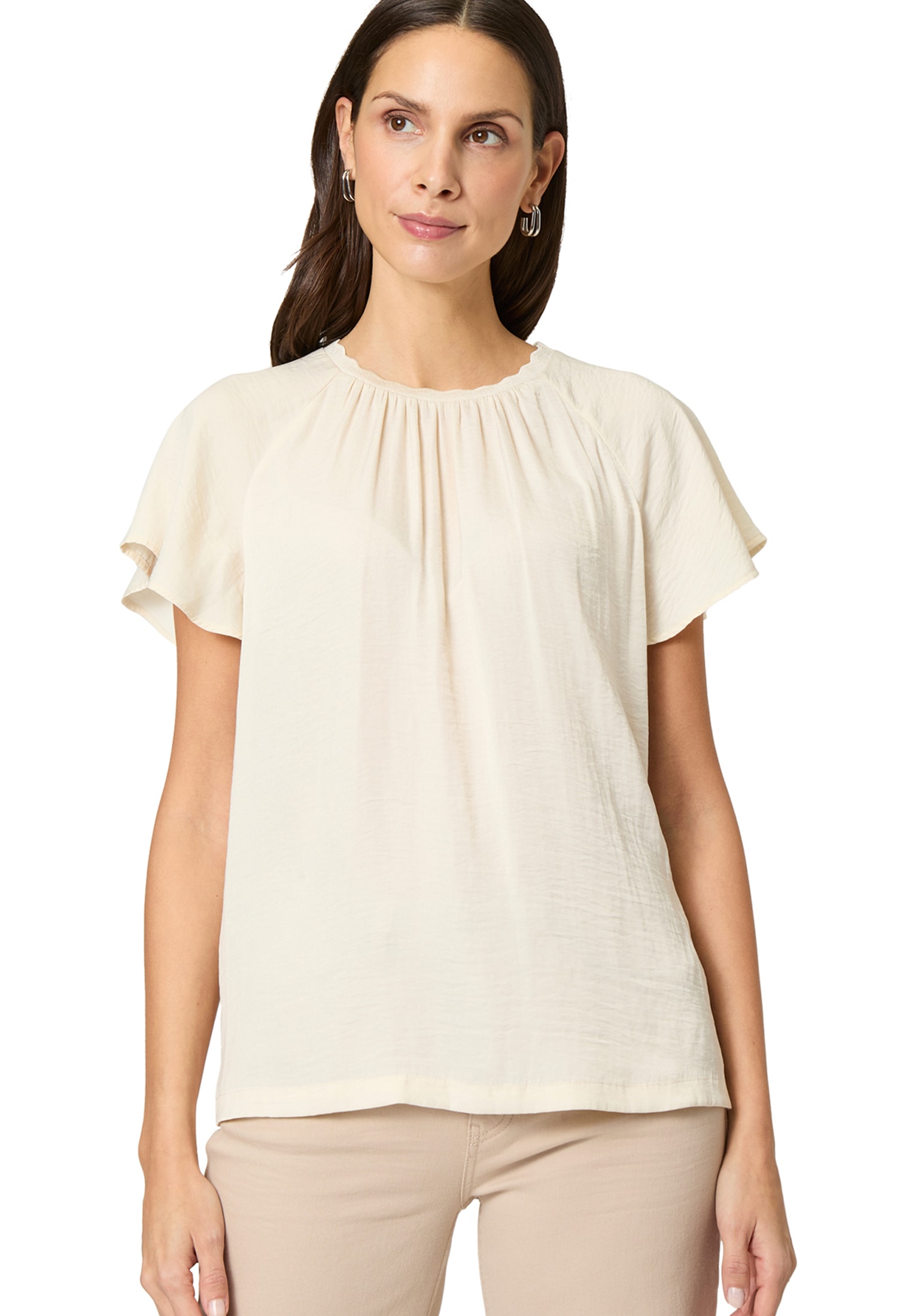 Zero Klassische Bluse »Blusenshirt mit kurzen Rüschenärmeln«