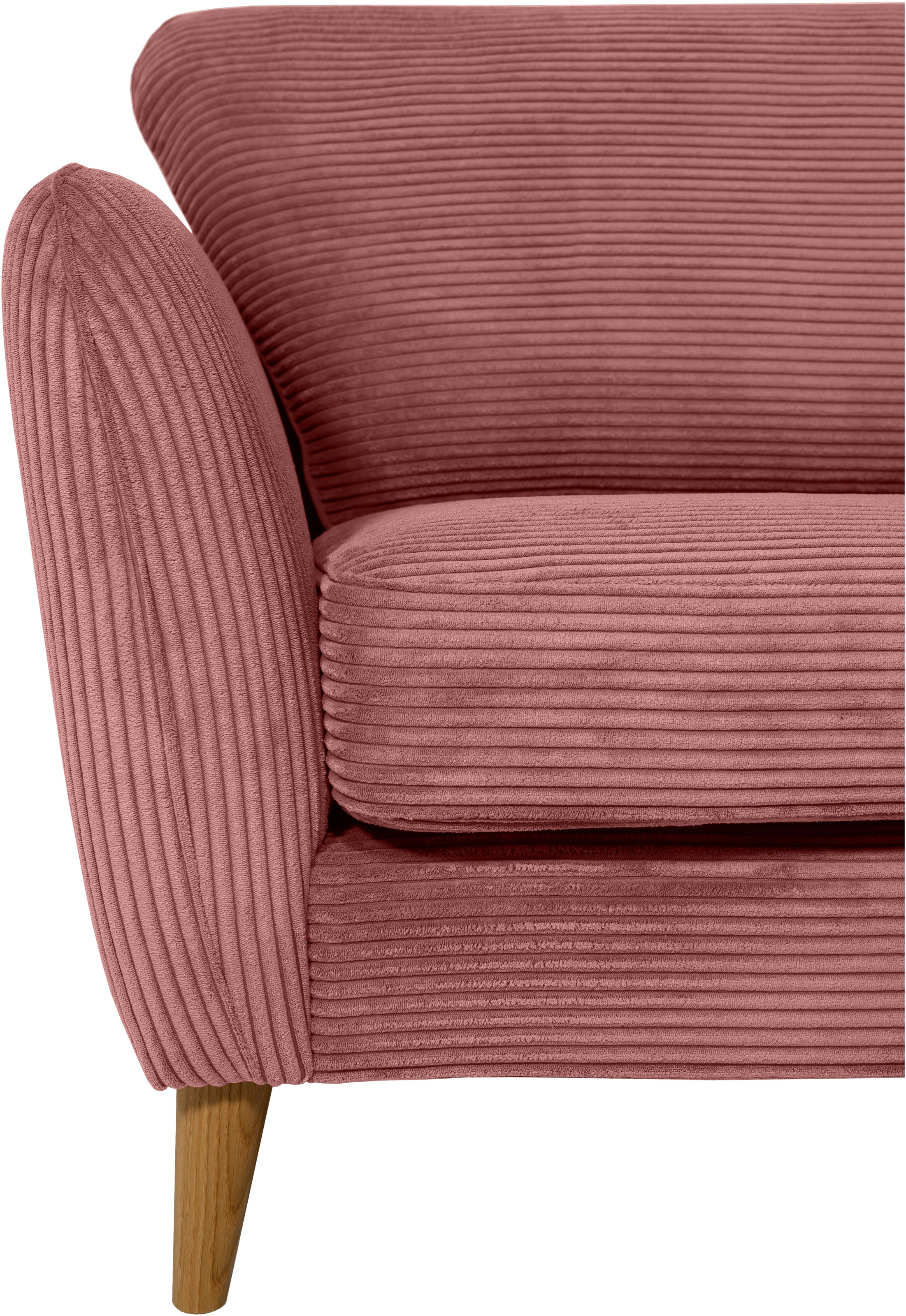 Home affaire 3-Sitzer »MARSEILLE 3er Sofa 206 cm, Cord, Flachgewebe, Struktur, Webstoff«, Massivholzbeine Eiche, Landhausstil, Wellenunterfederung