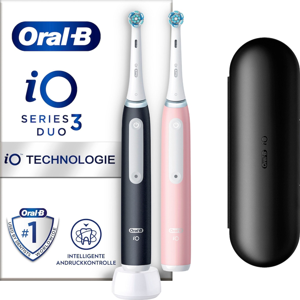 Oral-B Elektrische Zahnbürste »iO Series 3 Doppelpack«, 2 St. Aufsteckbürsten, Magnet-Technologie