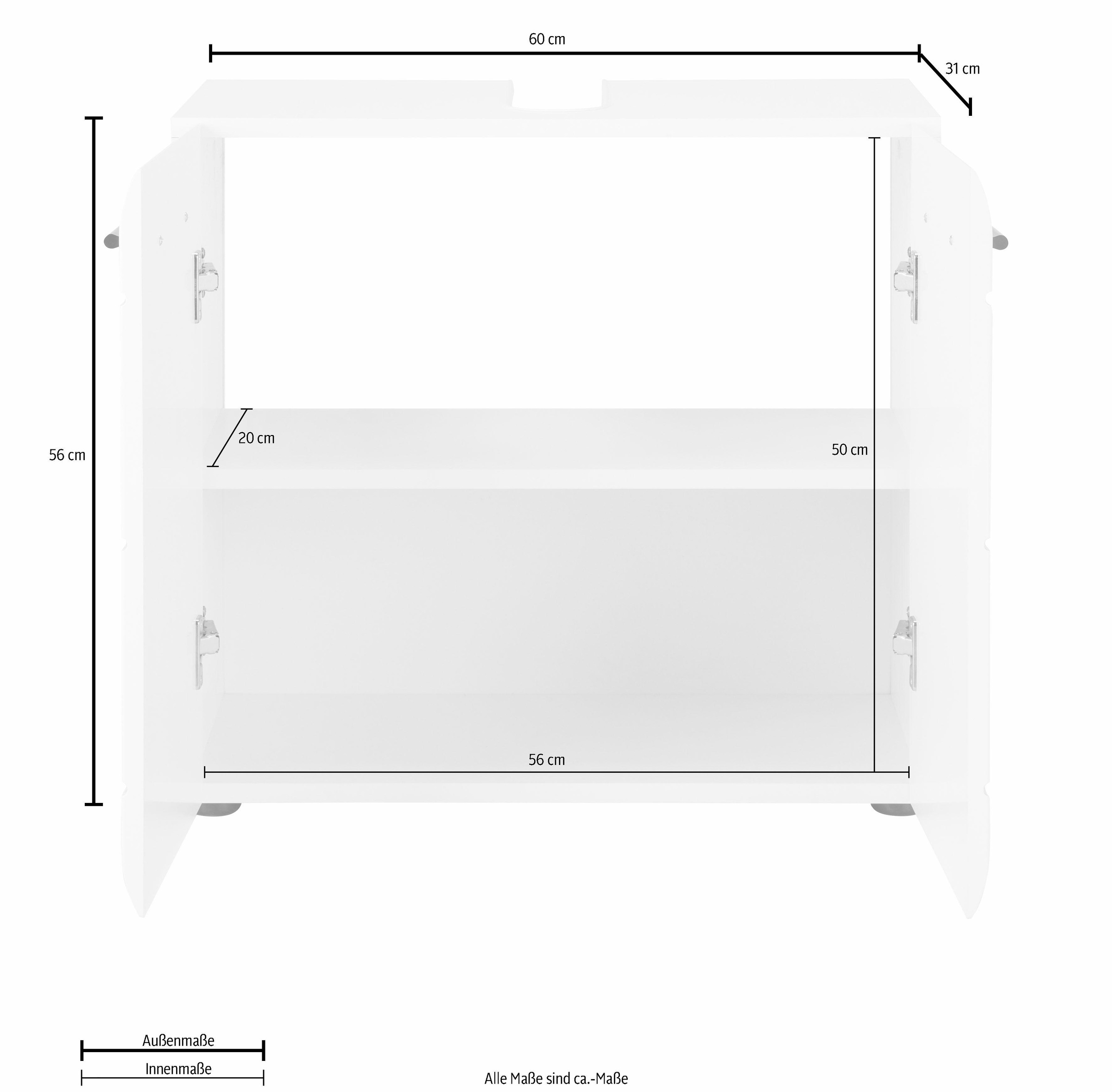 INOSIGN Waschbeckenunterschrank »Sovana«, Waschtisch mit verstellbarem Fach - Maße (B/T/H) 60/31/56 cm