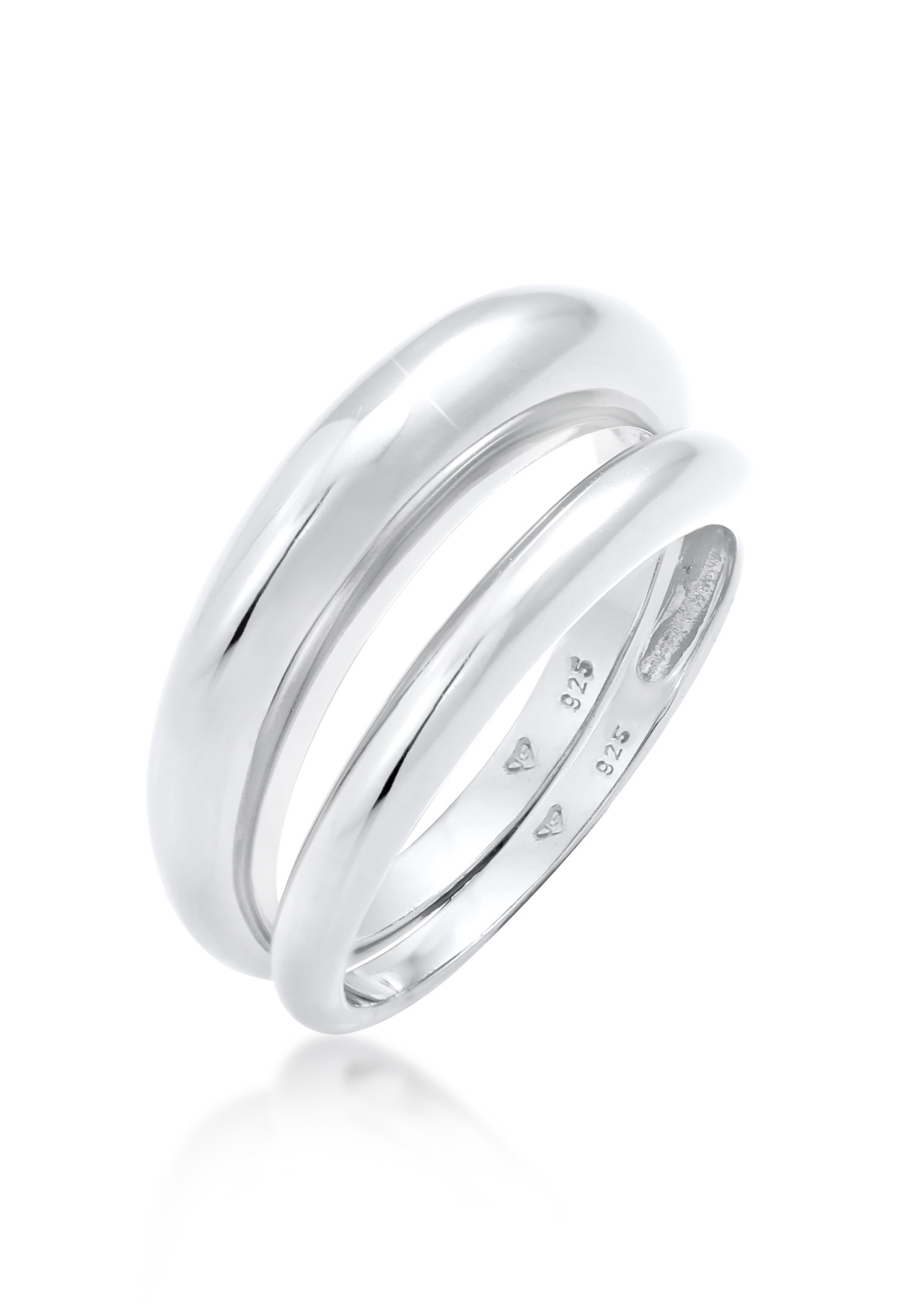 Elli Premium Ring-Set »Ring Bandring Basic Klares Design 2er Set 925 Silber«