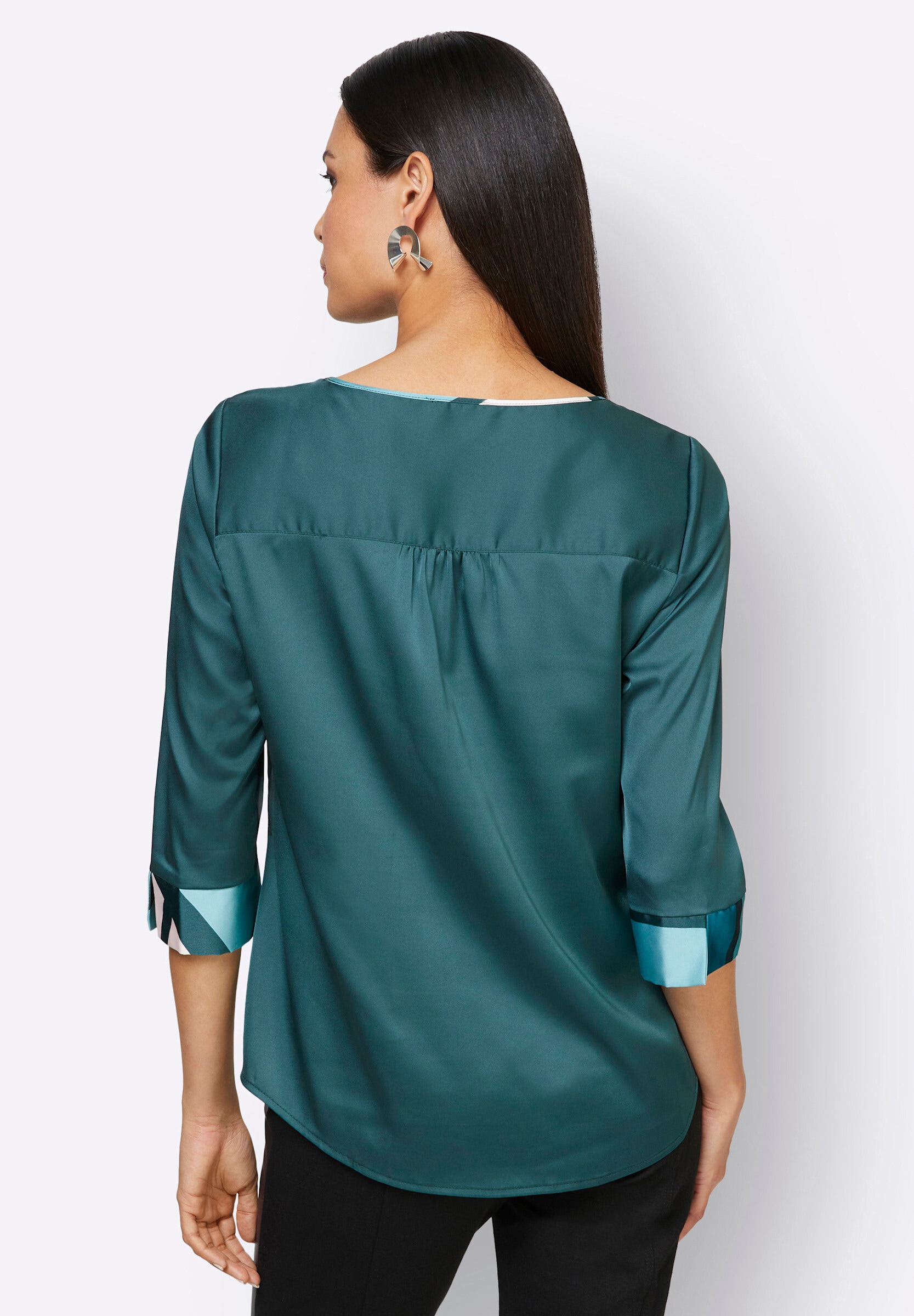 creation L Klassische Bluse »Bluse Schlupfbluse , hinten einfarbig«