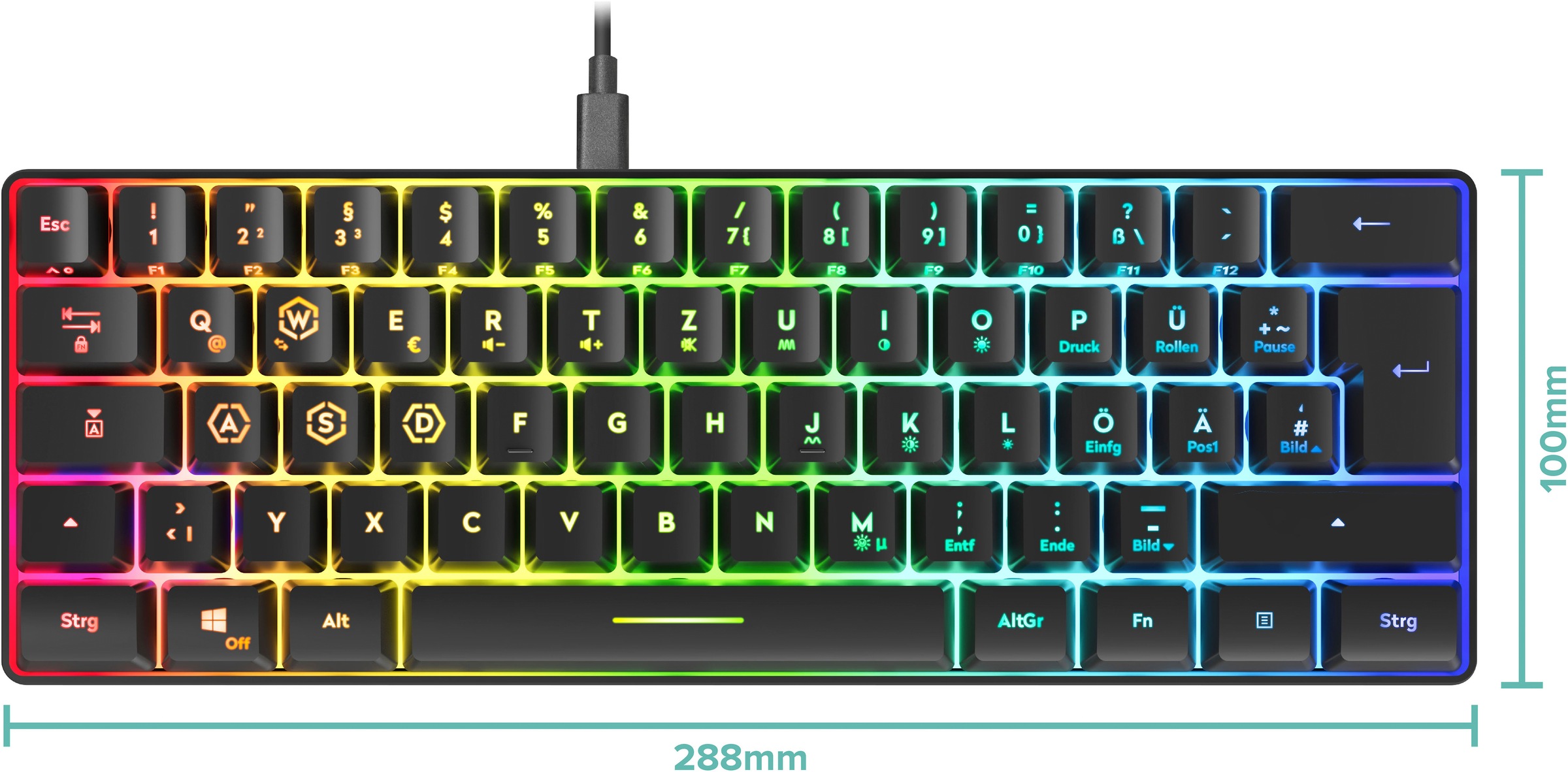 Speedlink Gaming-Tastatur »Letos RGB 60%«, (USB-Anschluss-Anpassbare Höhe)