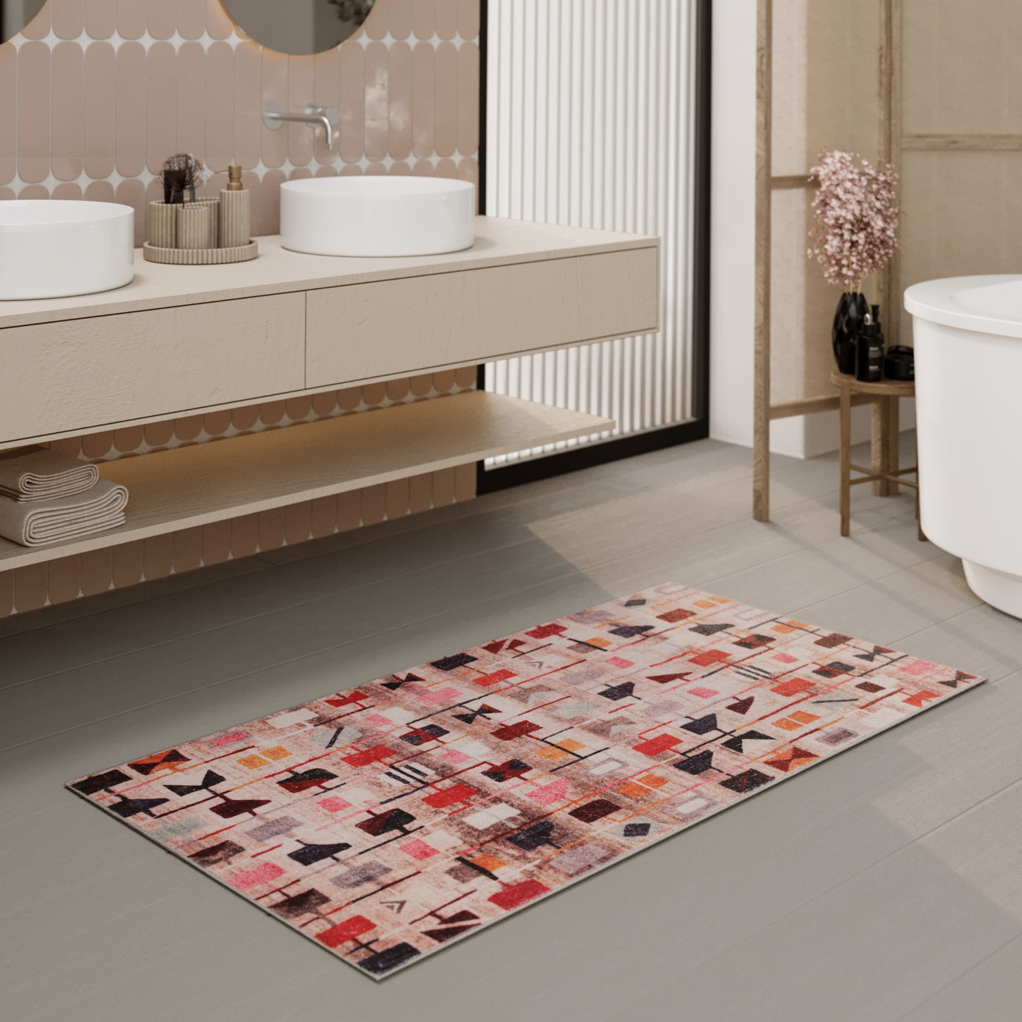 Wecon home Badematte »Nelson«, Höhe 0,5 mm, fußbodenheizungsgeeignet, orientalisch, waschbar, rutschfest, schnell trocknend, Badteppich