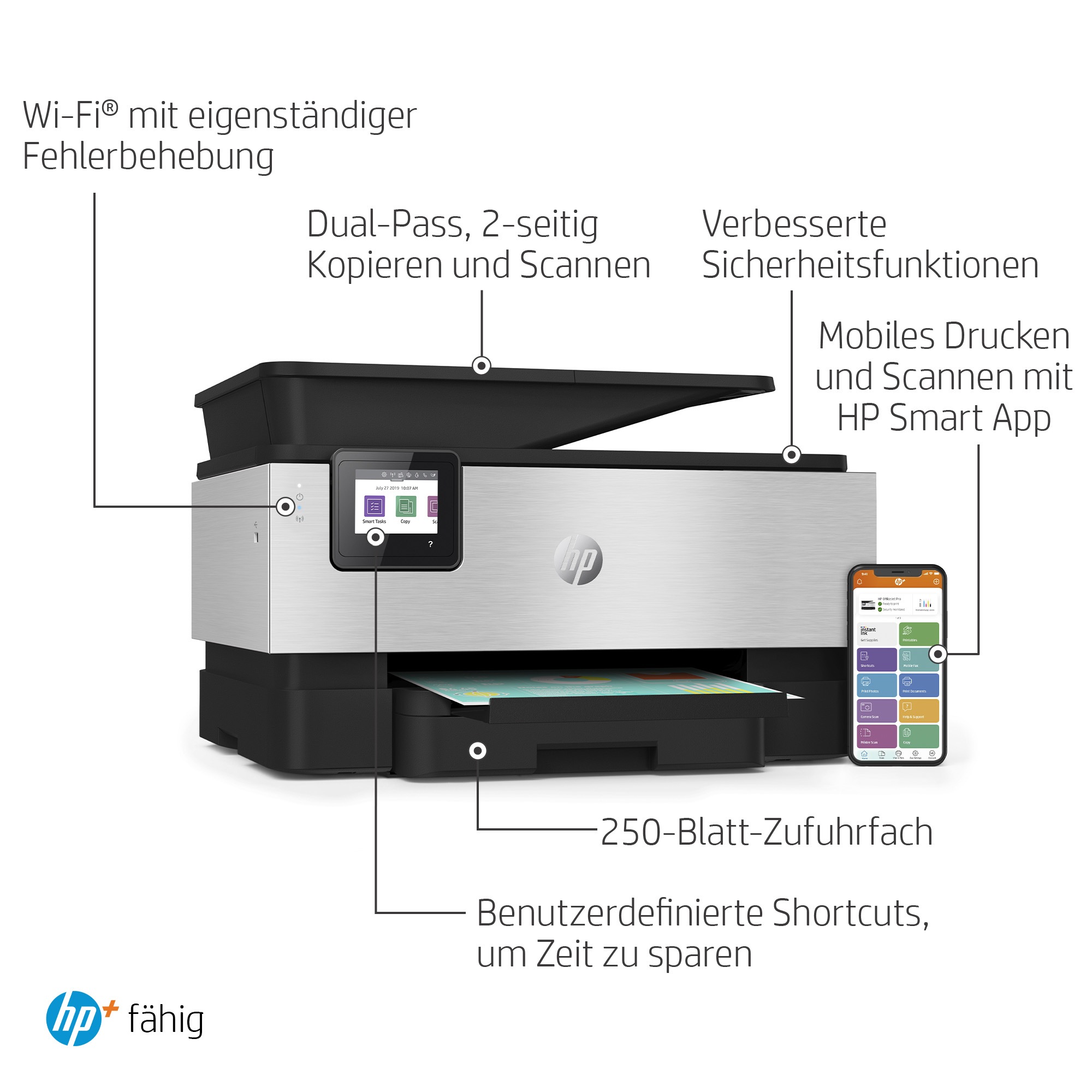 HP Multifunktionsdrucker »OfficeJet Pro 9019e«, 12 Monate gratis Drucken mit HP Instant Ink inklusive