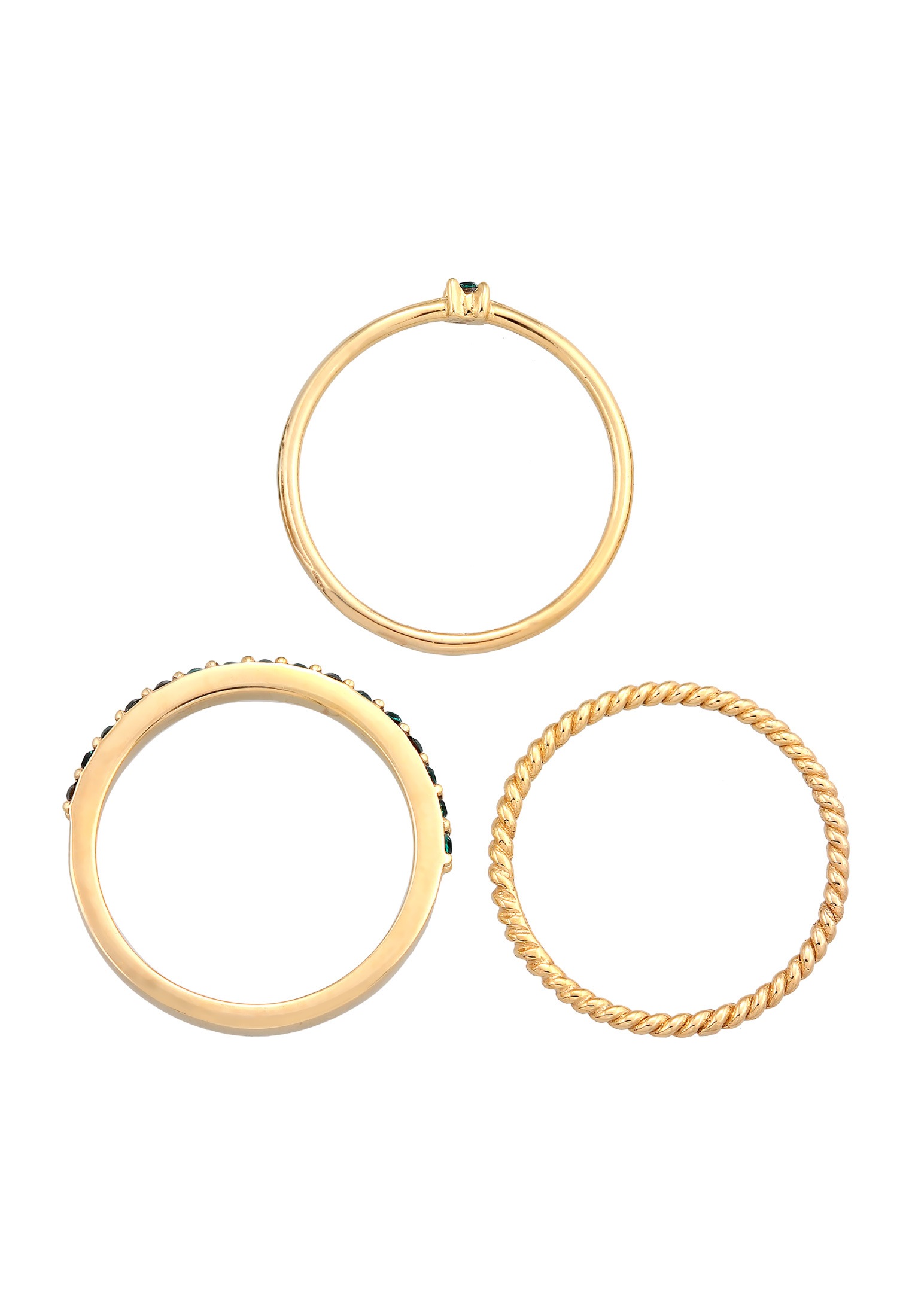 Elli Ring-Set »Ring Set Kristalle Grün Solitär Memoire 925 Silber«