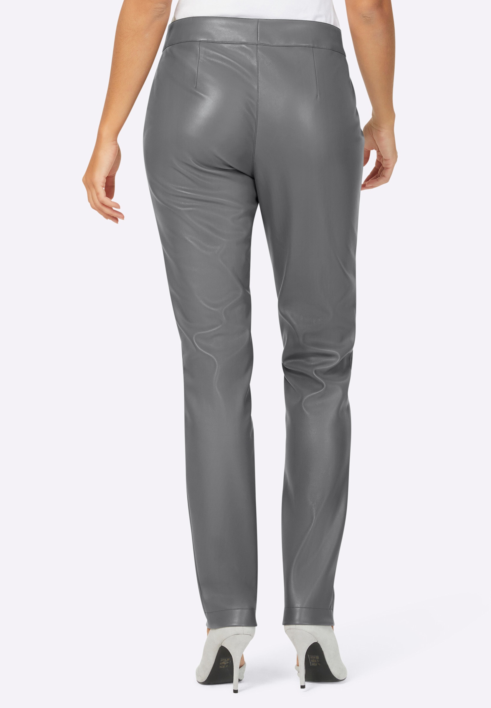 creation L Stoffhose »Lederimitat-Hose Lederimitathose mit Zierpatten und goldfarbenen Knopf«