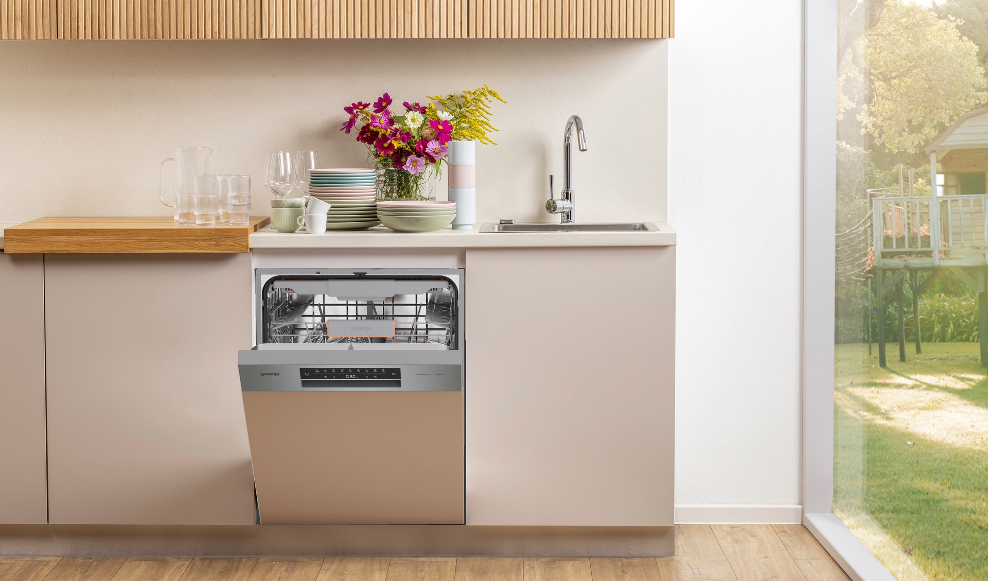 GORENJE teilintegrierbarer Geschirrspüler »GI663B95X« 9,4 l 16 tlg. Maßgedecke 16 Maßgedecke, auto. Türöffnung, Besteckschublade