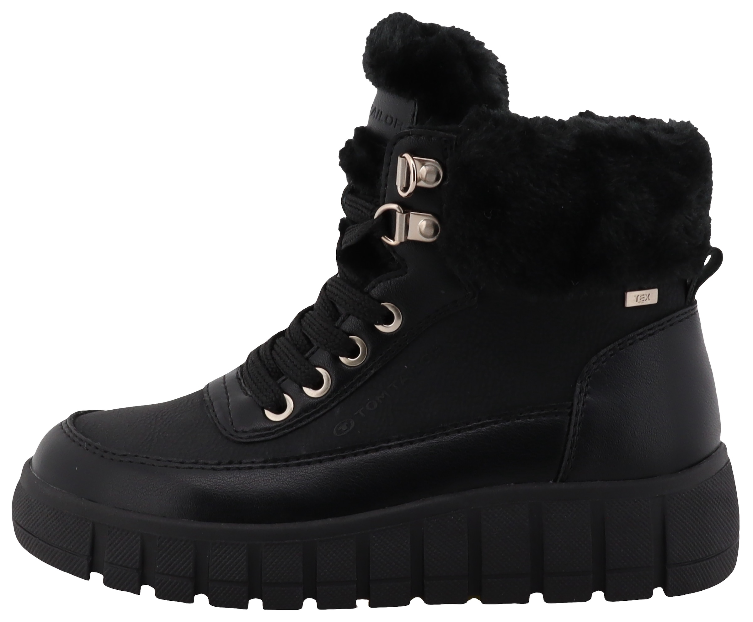 TOM TAILOR Winterboots, Keilabsatz, Winterstiefelette, Schnürboots, goldfarbene Ösen