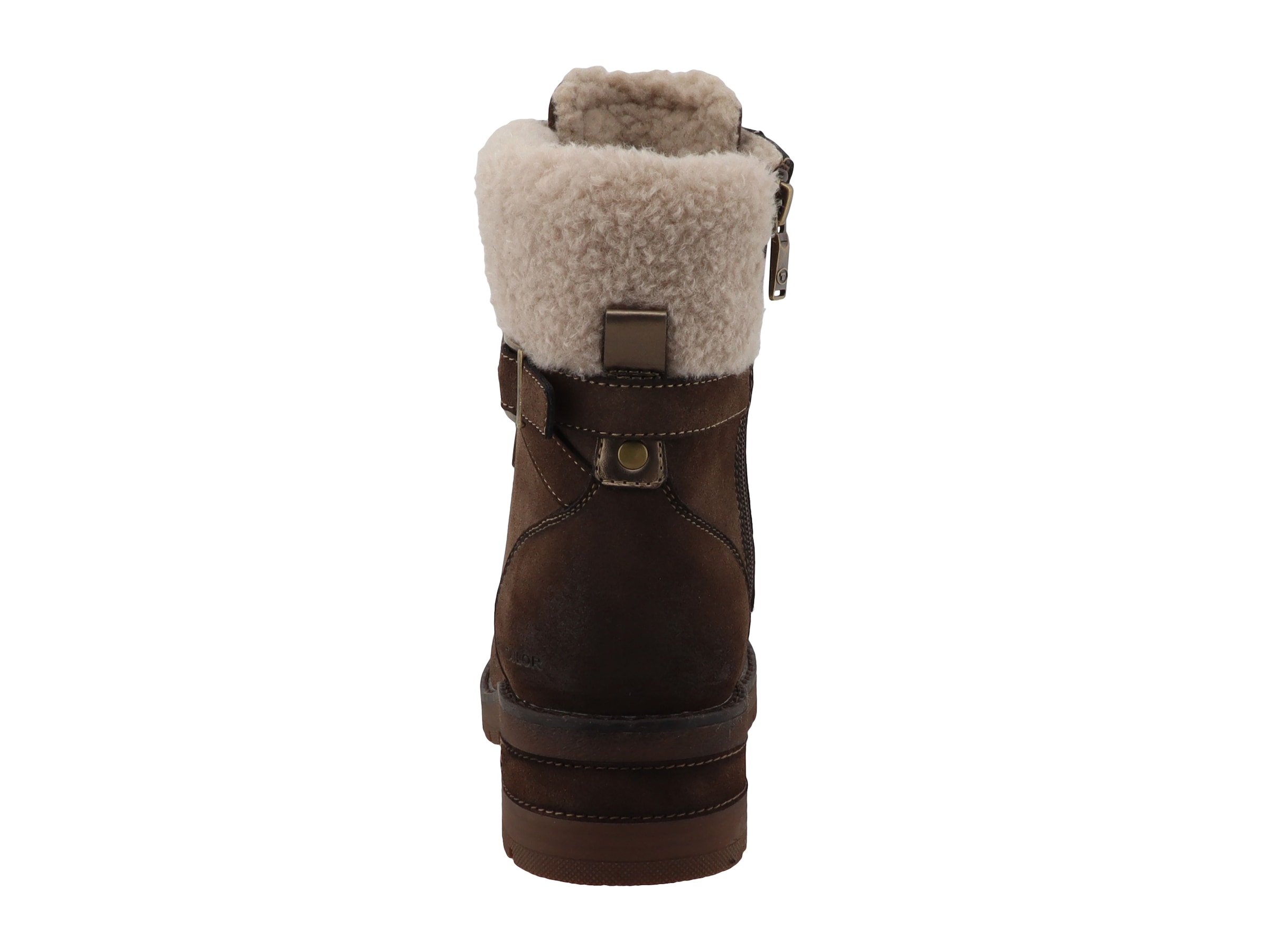 TOM TAILOR Winterstiefelette  Blockabsatz, Winterboots, Schnürboots mit Fellimitat am Schaftrand
