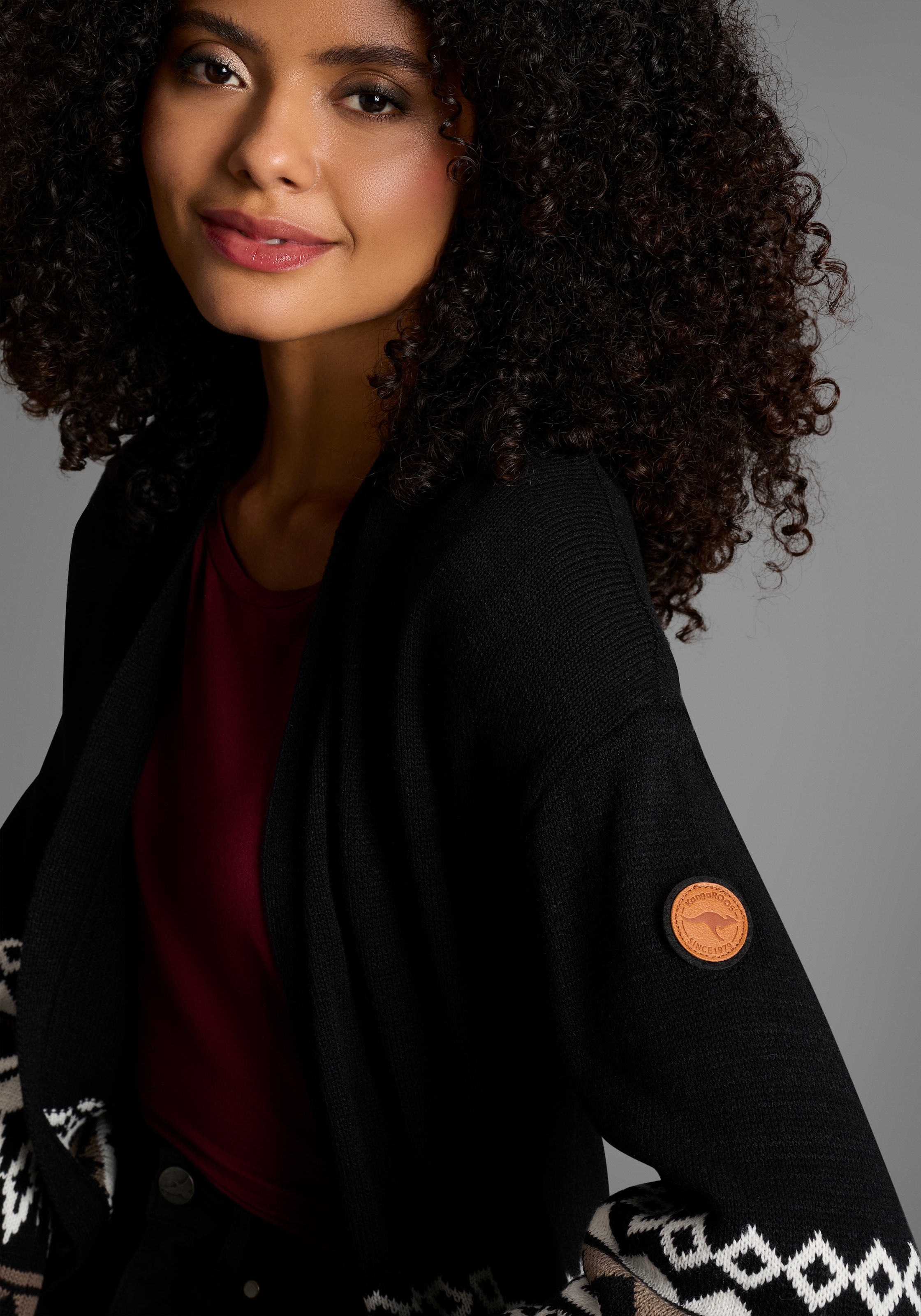 KangaROOS Longstrickjacke in offener Form im Norweger Muster