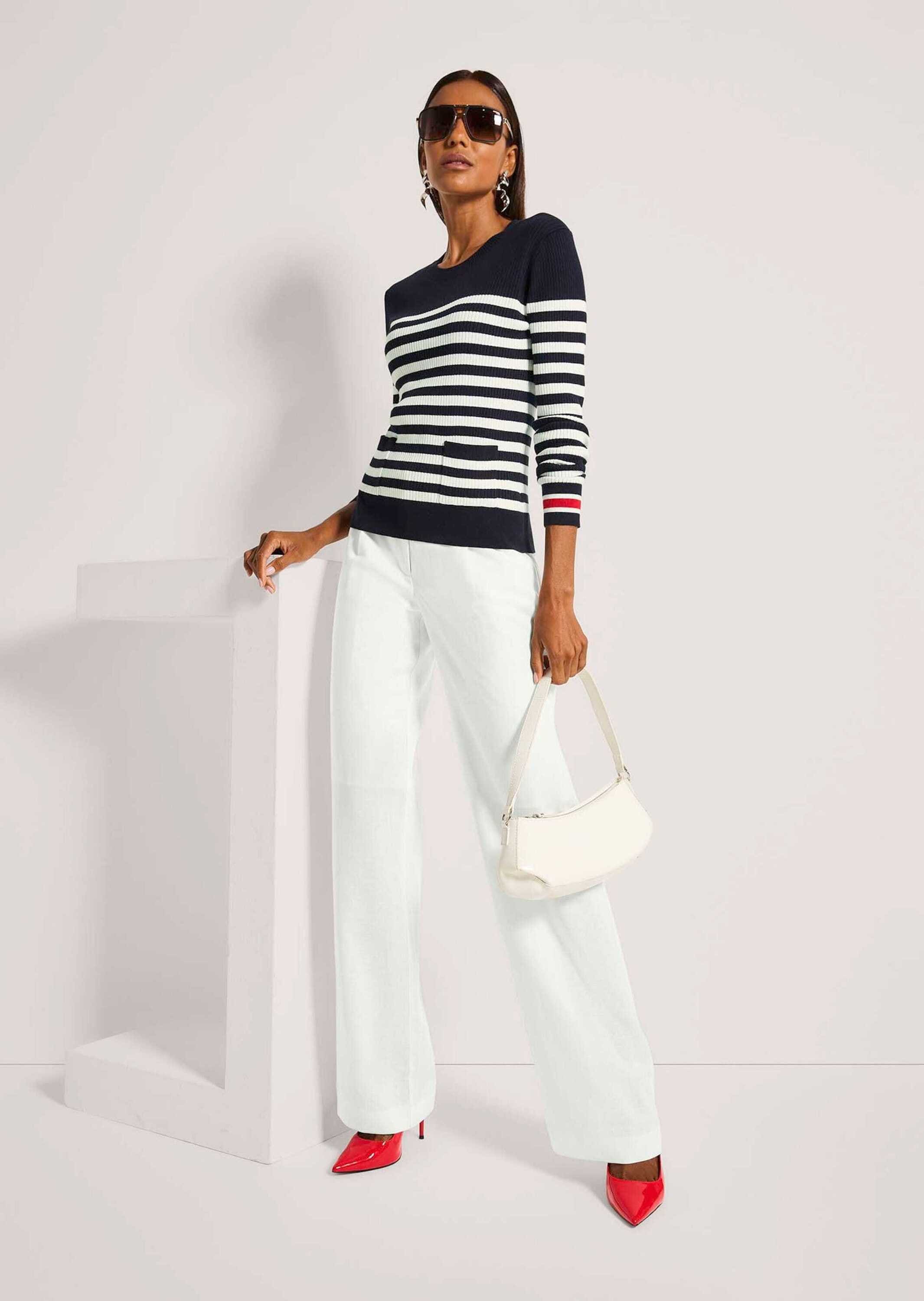 MADELEINE Longpullover »Streifenpullover Feinstrickpullover mit Streifenmuster«