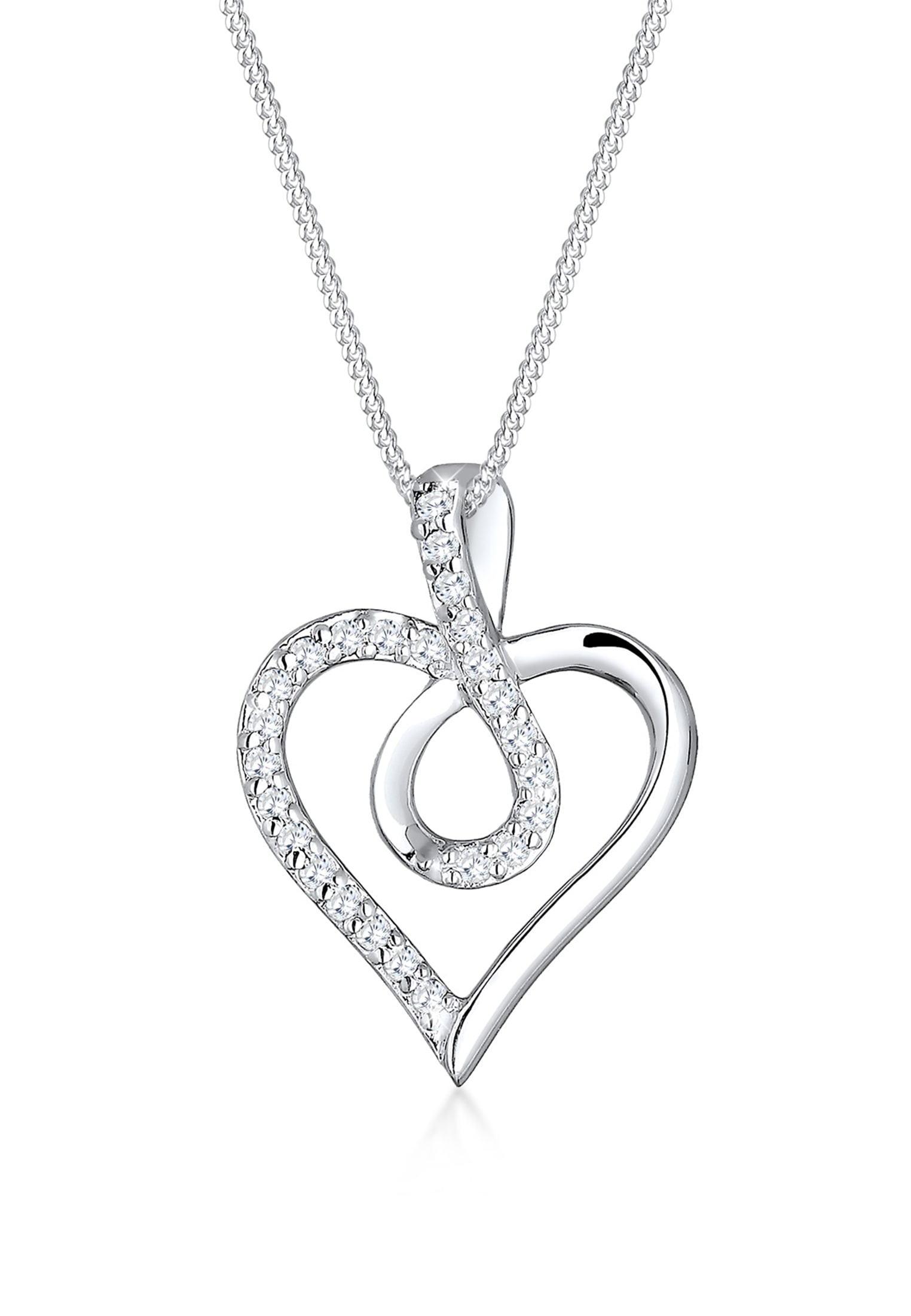 Elli Silberkette »Halskette Herz Zirkonia Weiß 925 Sterling Silber«