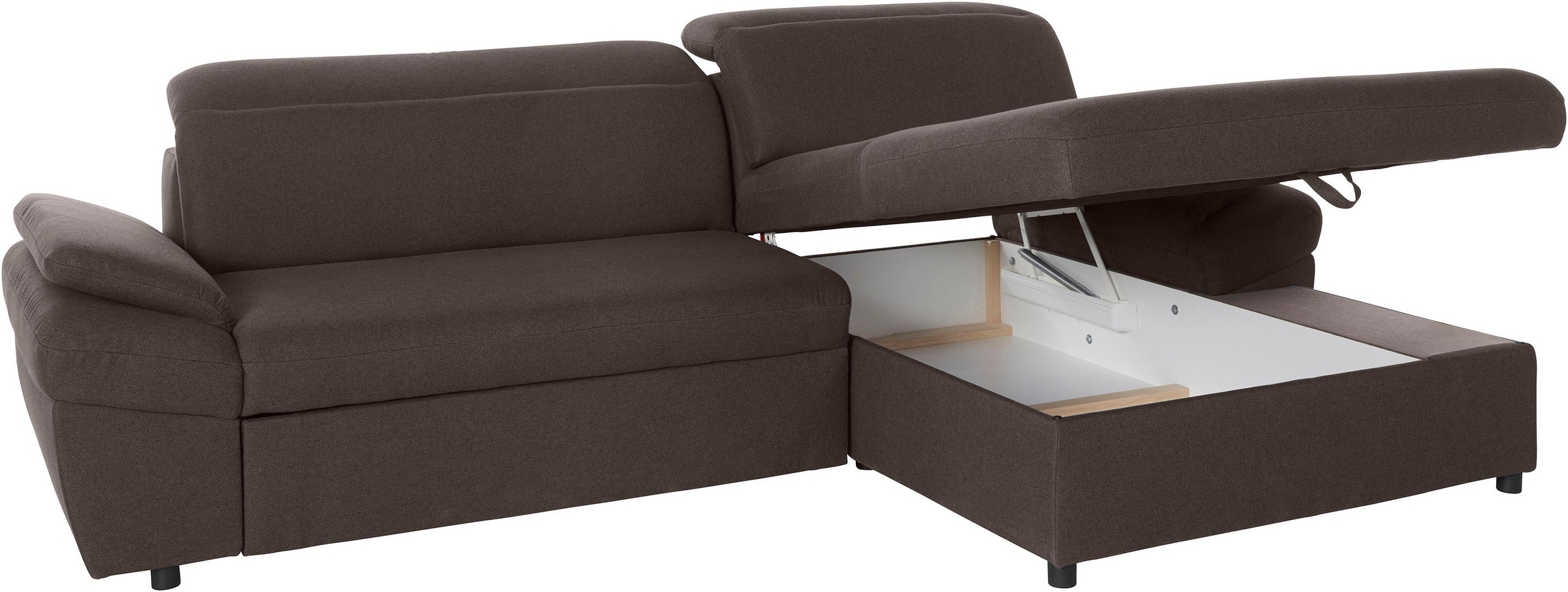 exxpo - sofa fashion Ecksofa »Kyoto, inkl. Kopfteil- und Armteilverstellung, hoher Sitzkomfort«, wahlweise mit Bettfunktion und Bettkasten, hochwertige Bezüge, L-Form