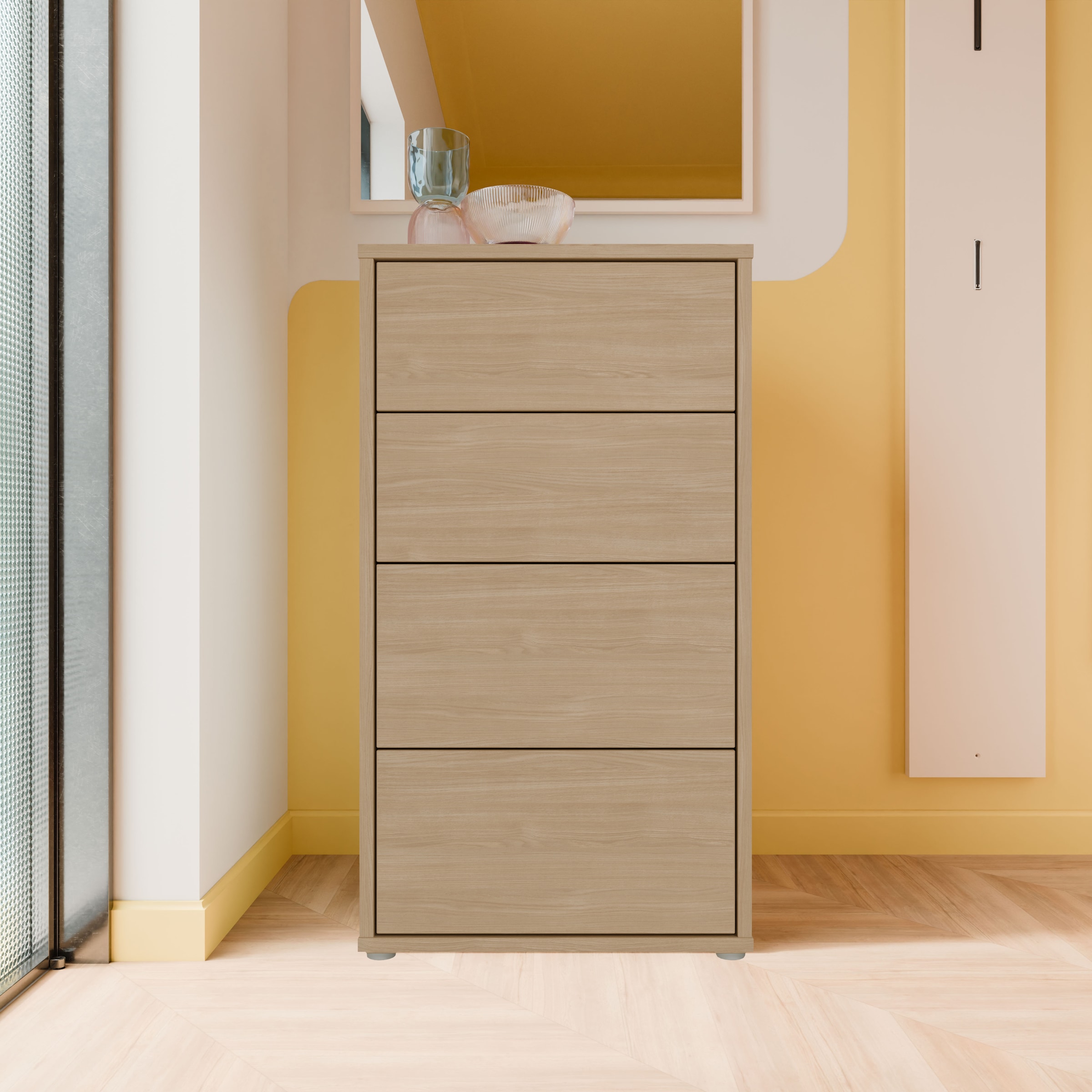 FORTE Kommode »Alice Springs, Kommode Höhe 99,1 cm, 4 Schubkästen« Schubkästen mit Vollauszug, Grifflos, Push to open