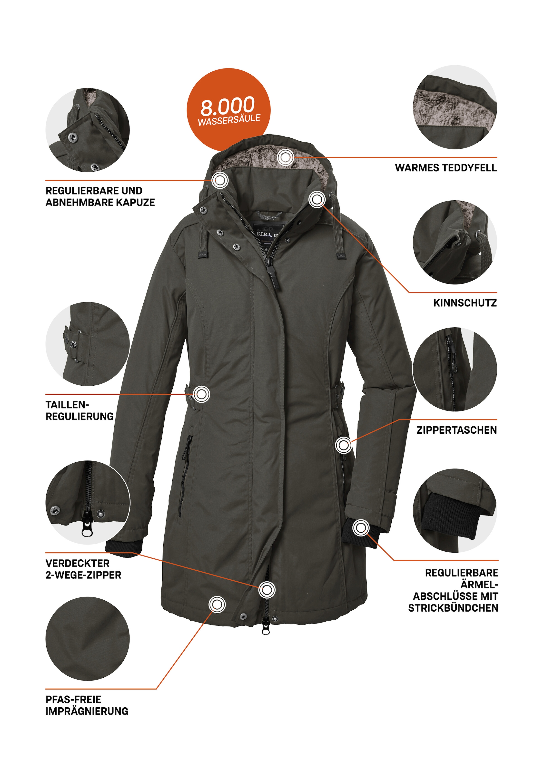 G.I.G.A. DX by killtec Parka »GW 70 WMN PRK« Wind- und wasserdichter Damenparka, atmungsaktiv, mit Fleece.
