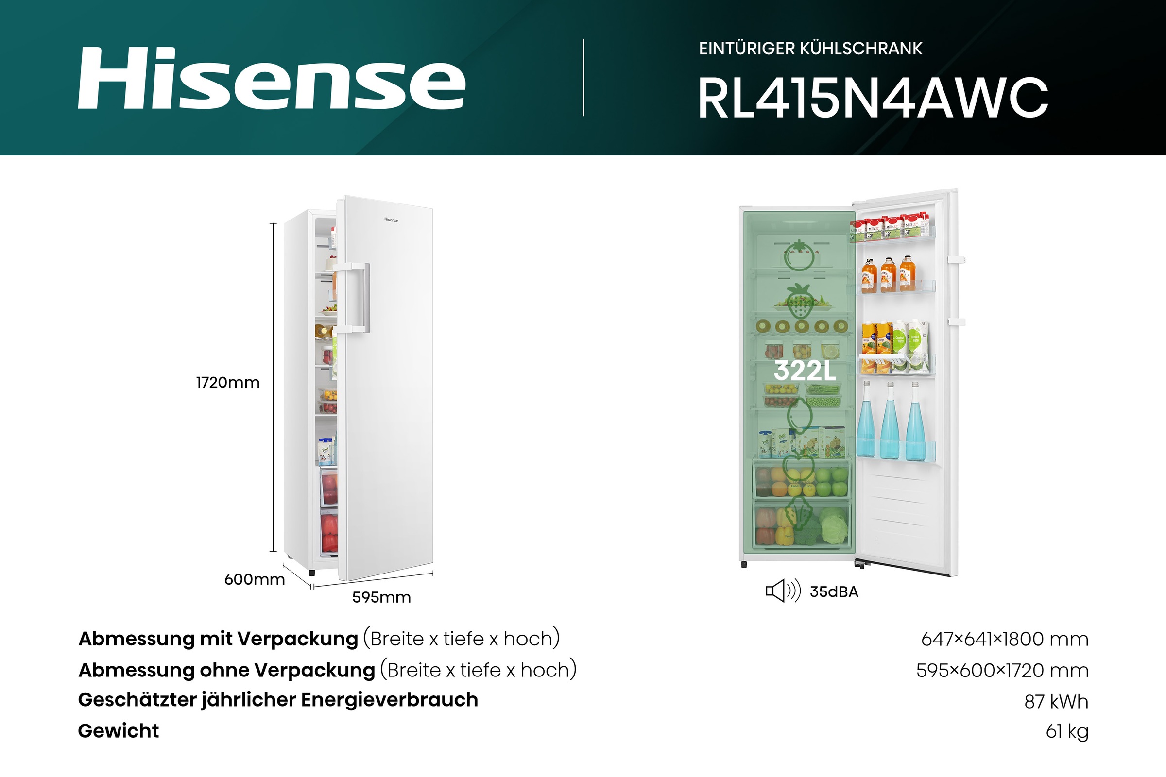 Hisense Kühlschrank »RL415N4AWC«, Inverter Kompressor