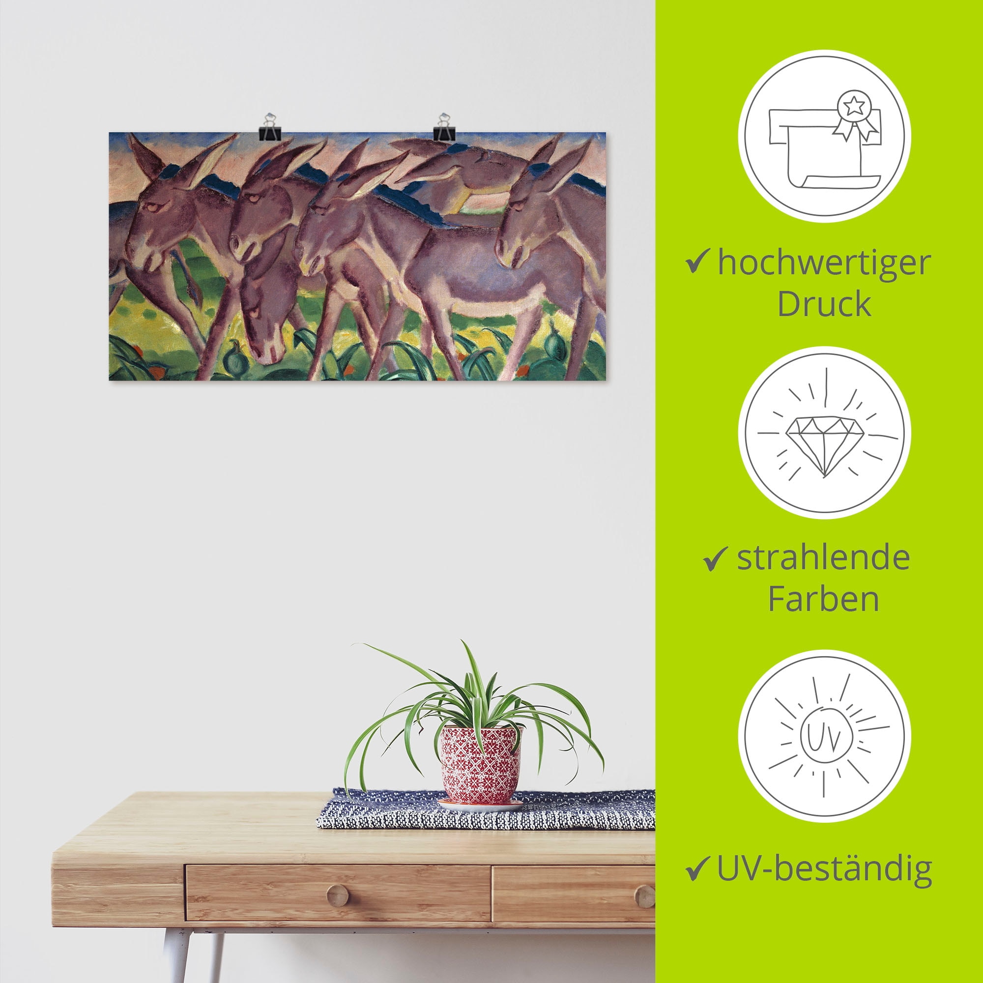 Artland Kunstdruck »Eselsfries. 1911«, Haustiere, (1 St.), als Alubild, Leinwandbild, Wandaufkleber oder Poster in versch. Größen