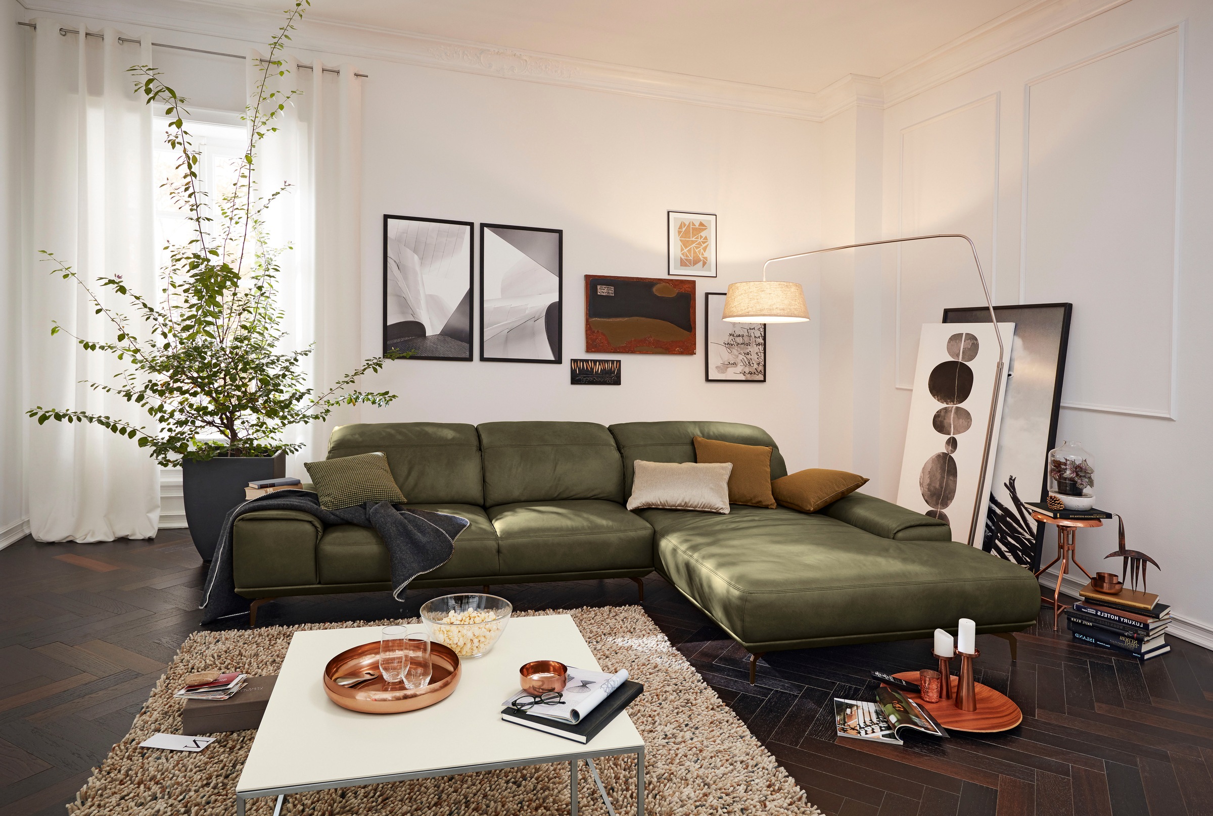 Musterring Wohnlandschaft »MR 2490«, Bronze-Fuß Sitzhöhe 46cm, wahlweise mit Funktionen, Maße 342 x 207 cm