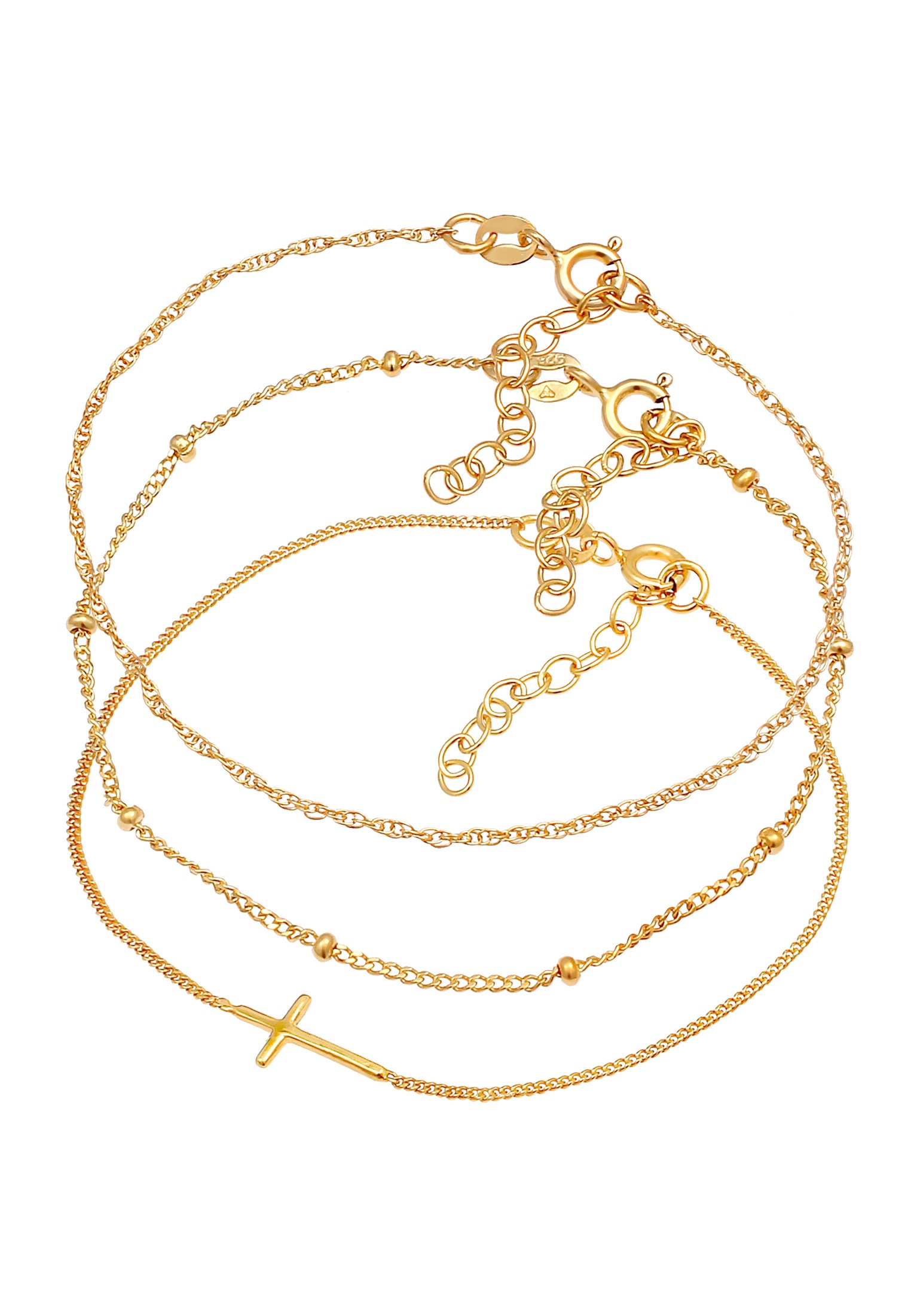 Elli Armketten Set »Armband Gedreht Kugel Kreuz Design (3 tlg.) 925 Silber«
