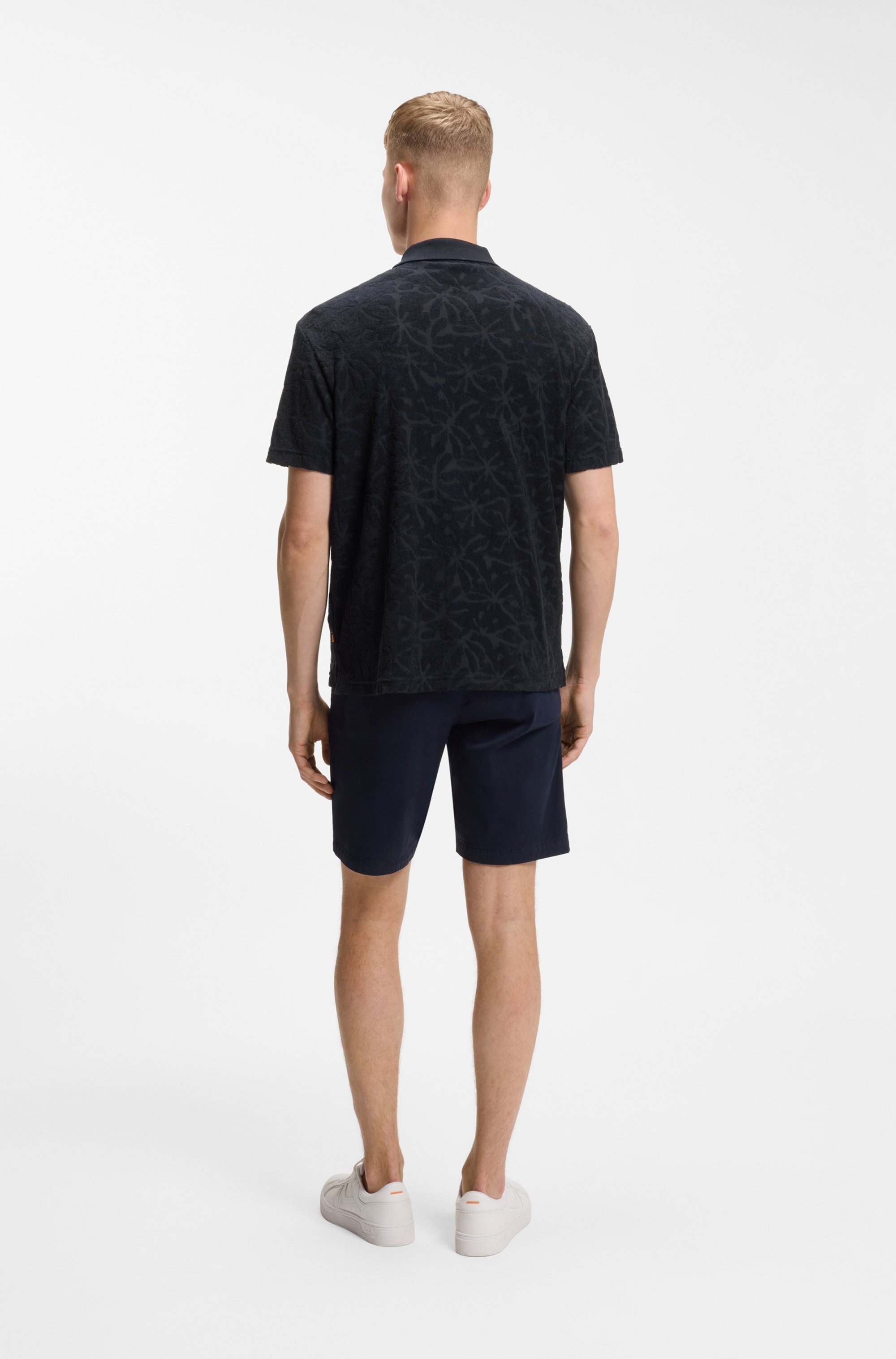 BOSS ORANGE Poloshirt florales Jacquardmuster, Baumwollfrottee, Relaxed Fit