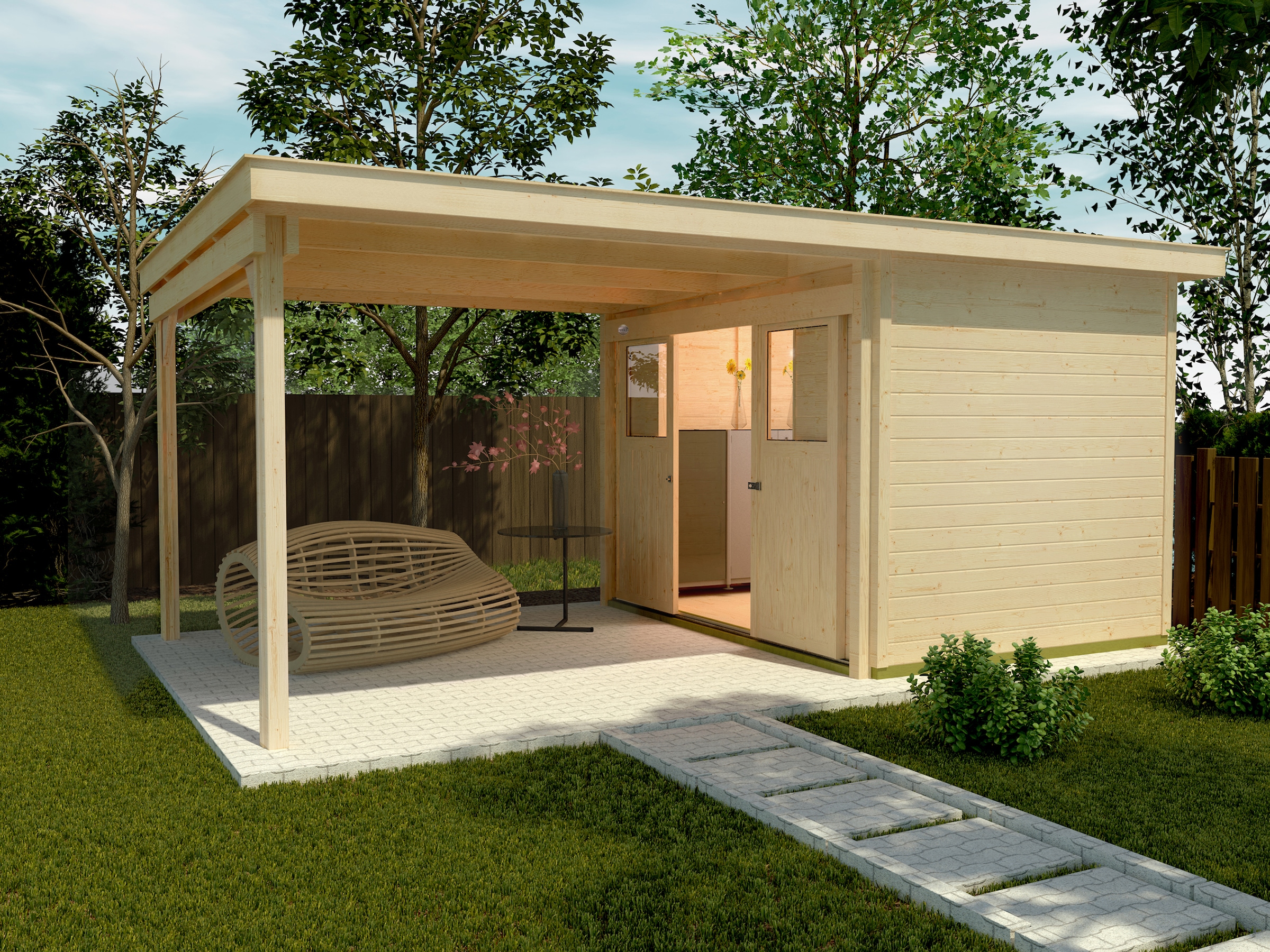 weka Gartenhaus »Loungehaus Gr.3«, (Set)