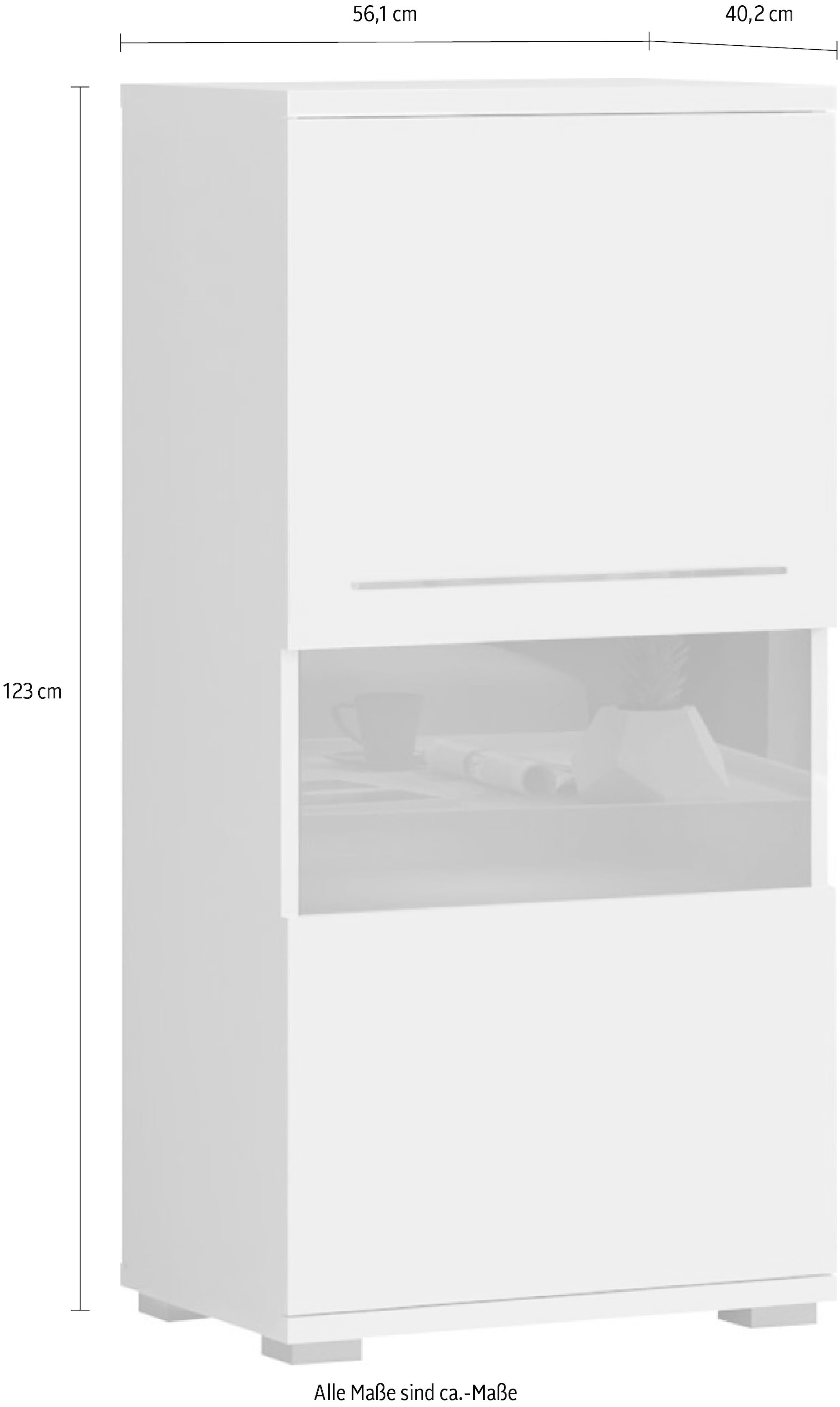 Places of Style Highboard »Piano Vitrine«, UV lackiert, Soft-Close Funktion