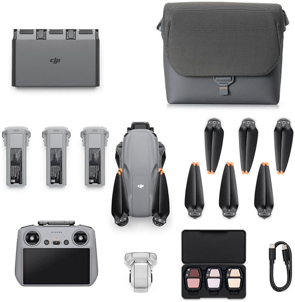 DJI Drohne »Air 3S Fly More Combo (DJI RC 2)«, (DJI RC 2 Fernsteuerung, 3 Akkus, Ladestation und Umhängetasche)