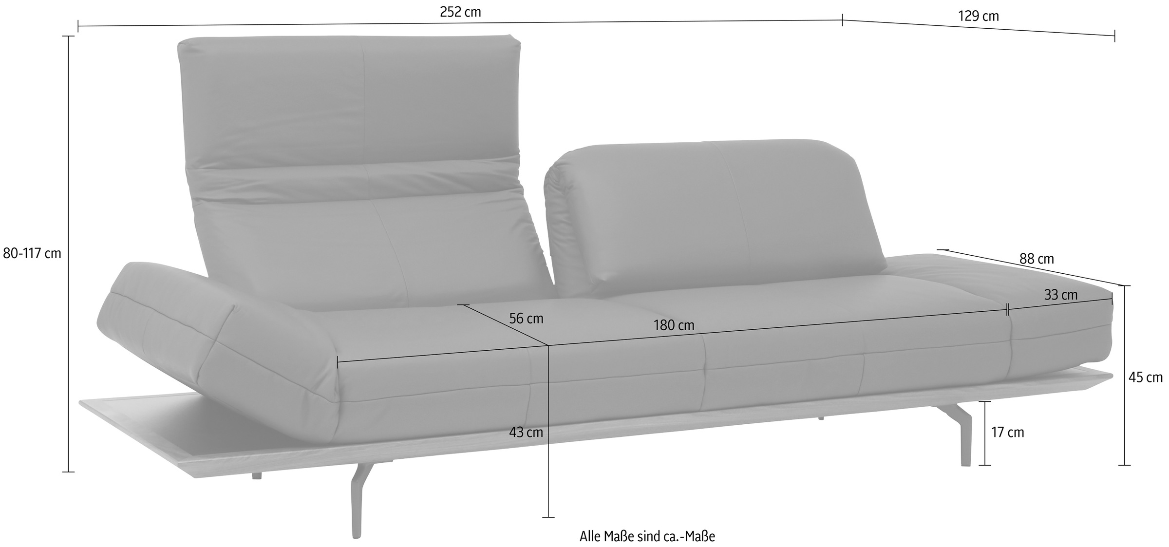 Creation BY ROLF BENZ 4-Sitzer »CR.420, Designsofa, Loungesofa«, in 2 Qualitäten, Holzrahmen in Eiche Natur oder Nußbaum, Breite 252 cm