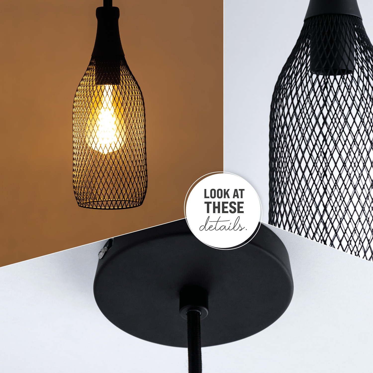 Paco Home Pendelleuchte »DESMOND«, 1 flammig, Leuchtmittel E27 | ohne Leuchtmittel, Hängelampe Esszimmer Esstischlampe Metall 1,5m Textilkabel Kürzbar