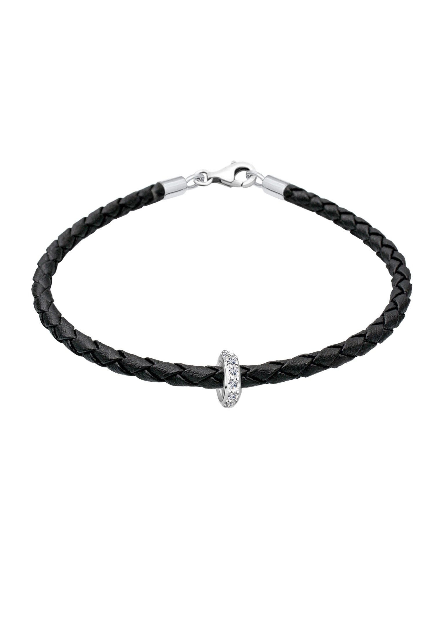 Elli Armkette »Armband Leder mit Bead Kristalle 925 Silber«