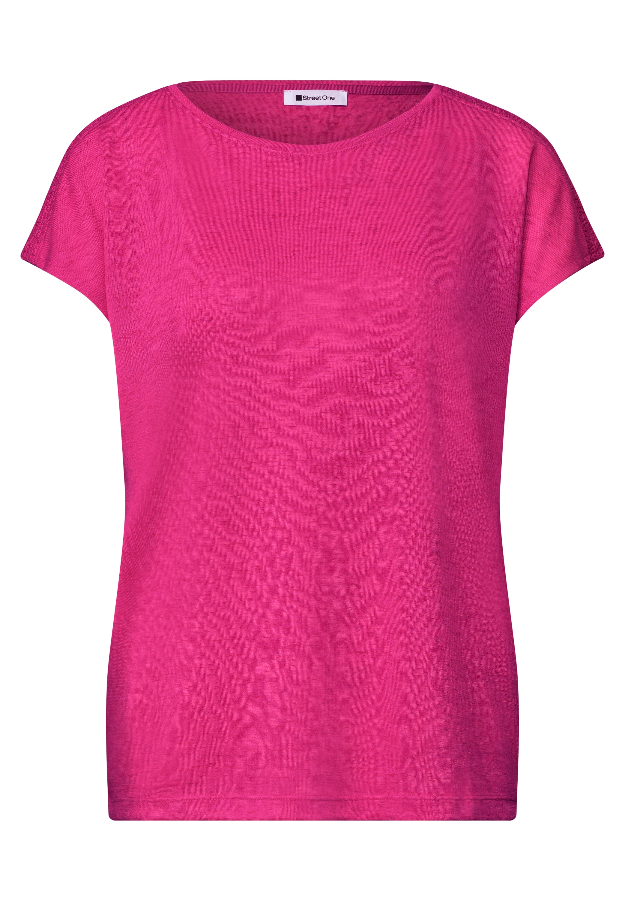 STREET ONE Shirttop Sommershirt mit Boat Neck und Smok-Detail