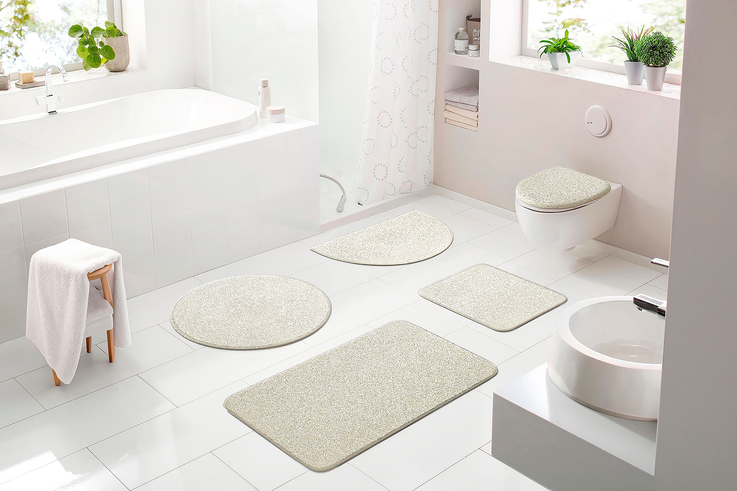 Grund Badematte »Melos, Badvorleger, Badezimmer Teppich, sehr weich« Höhe 27 mm rutschhemmend beschichtet fußbodenheizungsgeeignet melierte Optik,...