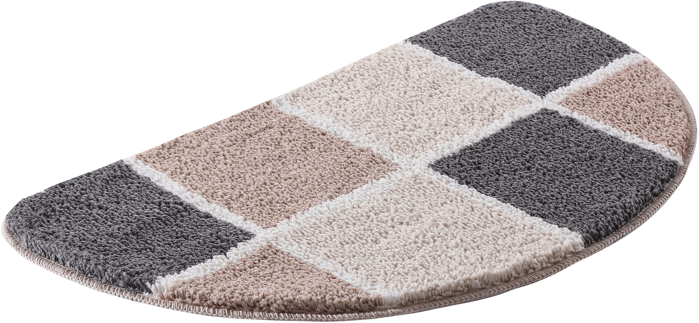 my home Badematte »Anna mit Kachelmuster, Badvorleger, Badezimmer Teppich, Duschvorleger«, rutschhemmend beschichtet, strapazierfähig, Badteppich, Hoch-Tief Effekt, Modern, Weich