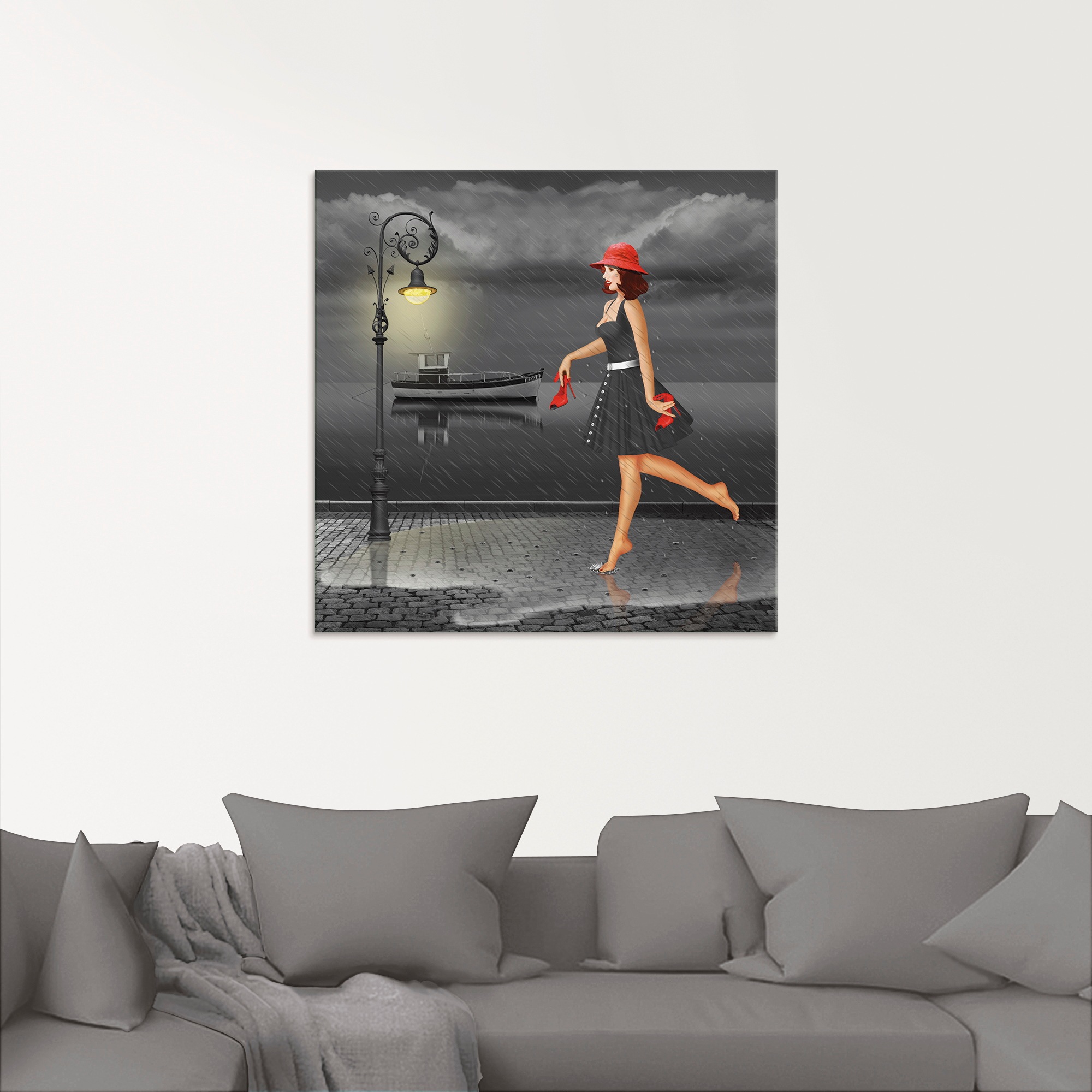 Artland Glasbild »Tanzen im Regen«, Frau, (1 St.), in verschiedenen Größen