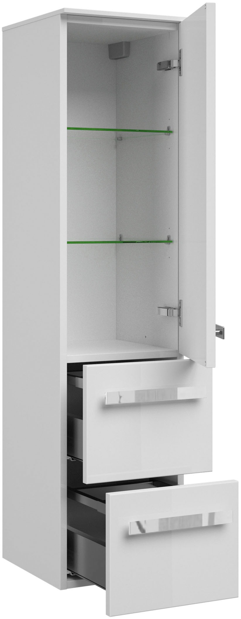 Saphir Badmöbel-Set »Serie 4005, vormontiert, Glaswaschbecken, Spiegelschrank«, (Set, 6 St.), Badezimmer-Set mit Unterschrank, Hängeschrank, Midischrank, Türdämpfer