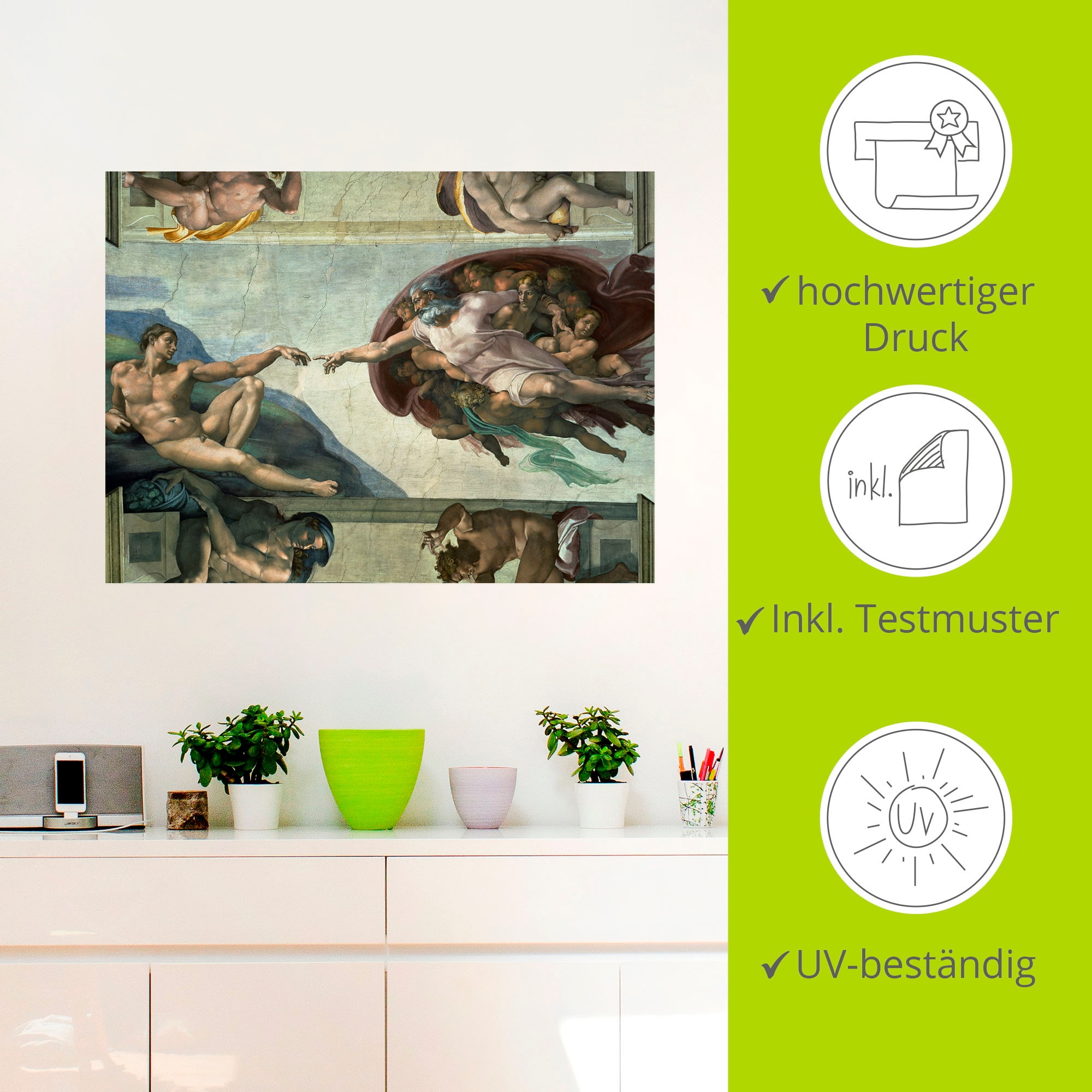 Artland Wandbild »Die Erschaffung des Adam«, Religion, (1 St.), als Leinwandbild, Poster, Wandaufkleber in verschied. Größen