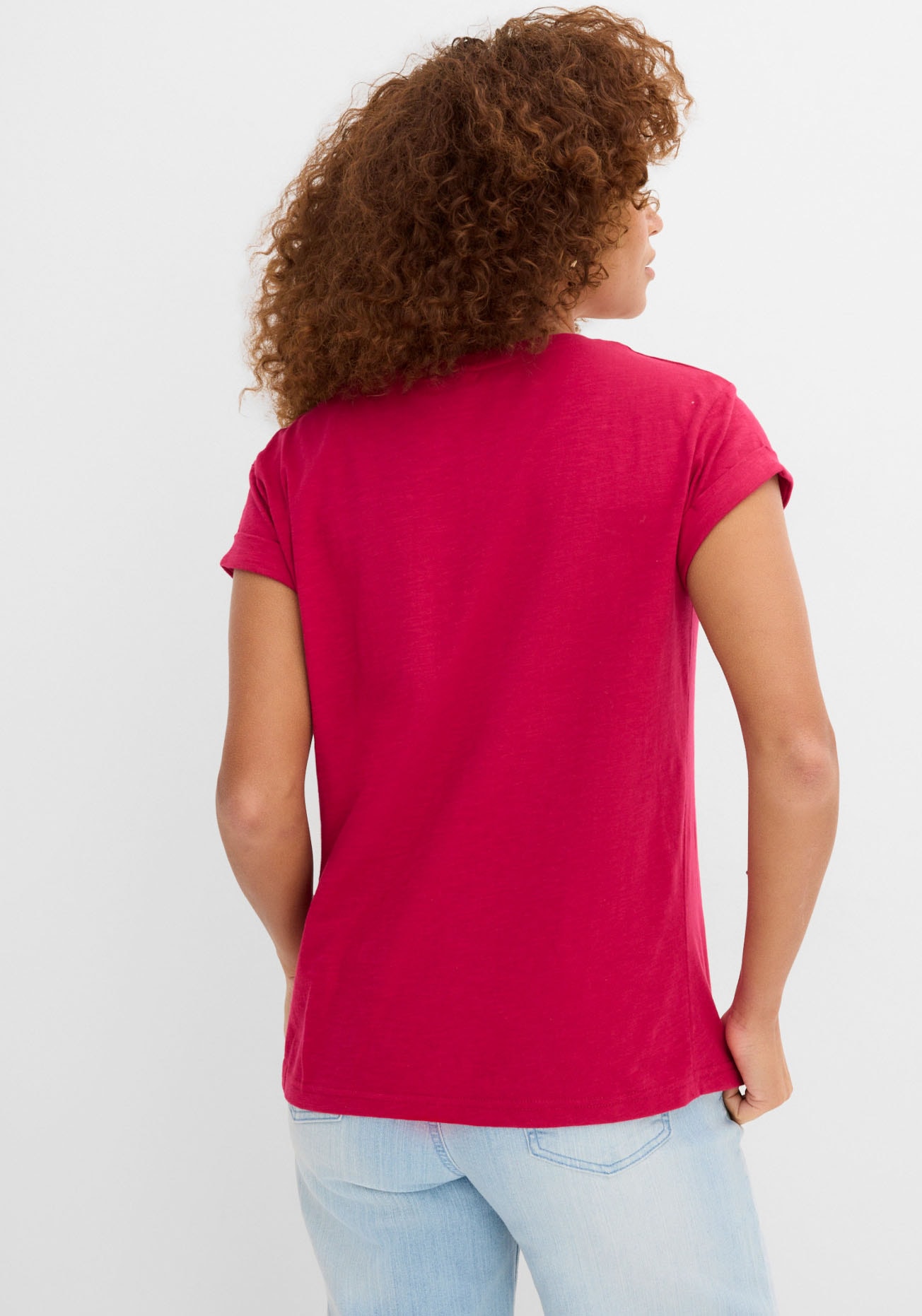 bonprix T-Shirt »Boxy-Shirt« 1 lockere, figurumspielende Passform, Kurzarm, Rundhalsausschnitt